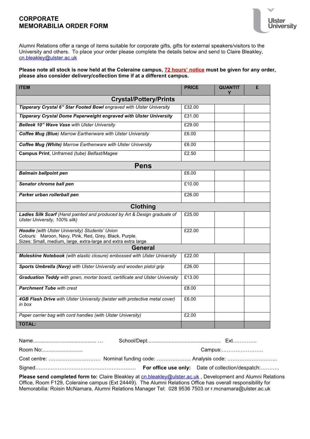 Stock Issued to Coleraine