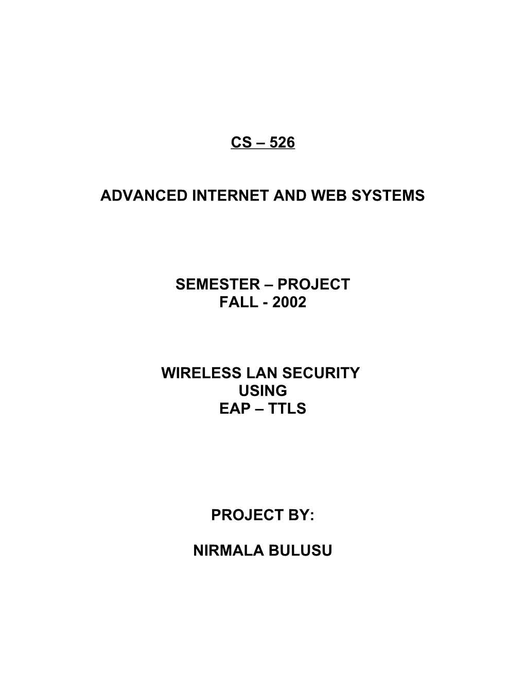 Advanced Internet and Web Systems