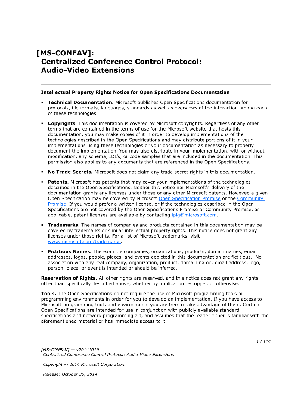 Intellectual Property Rights Notice for Open Specifications Documentation s63