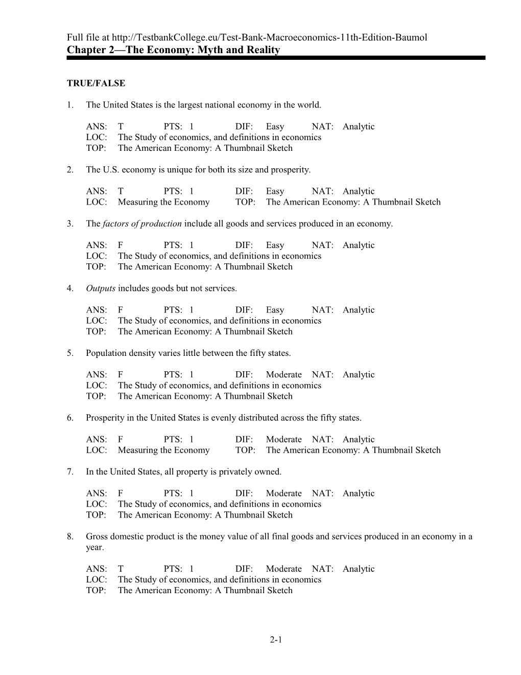 Chapter 2 the Economy: Myth and Reality