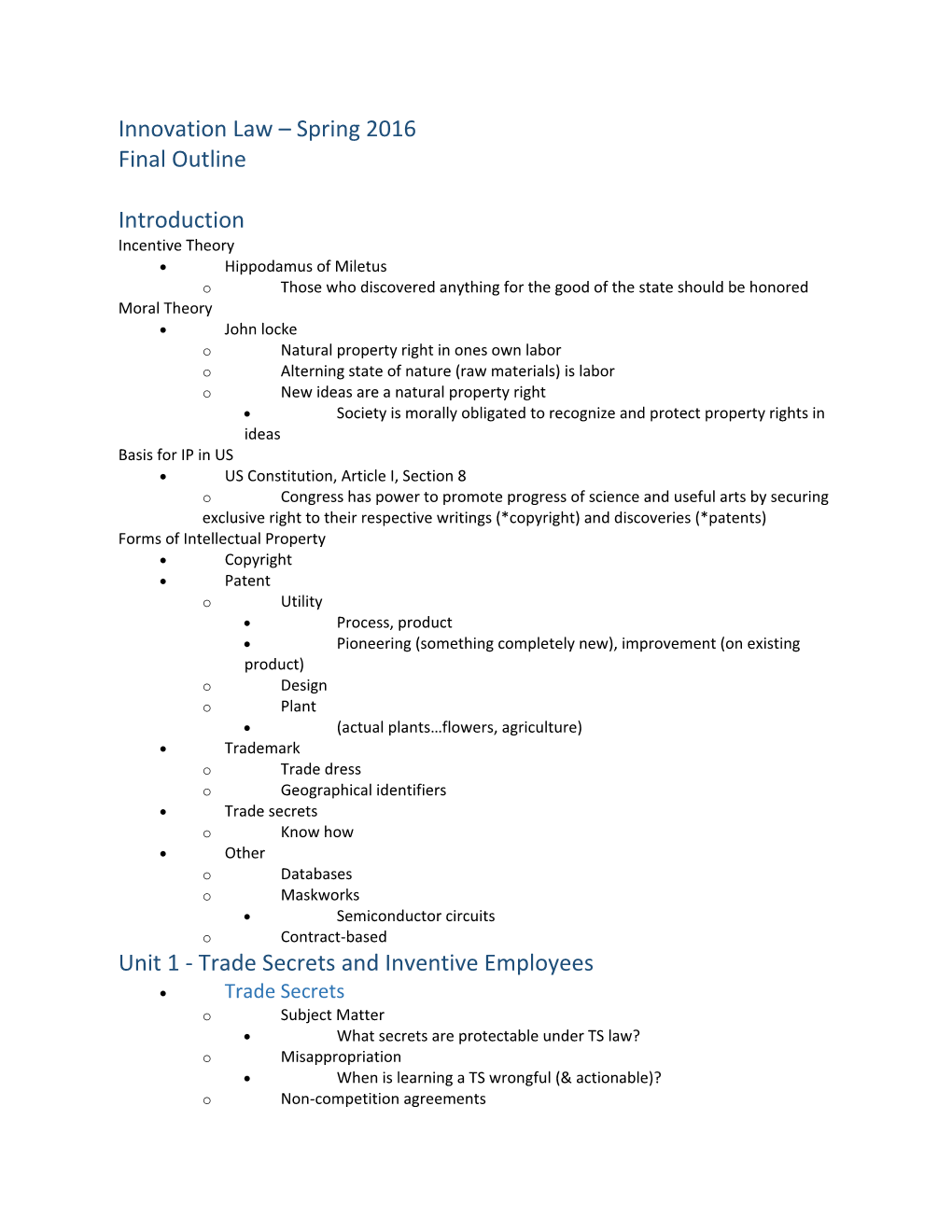 Innovation Law Spring 2016