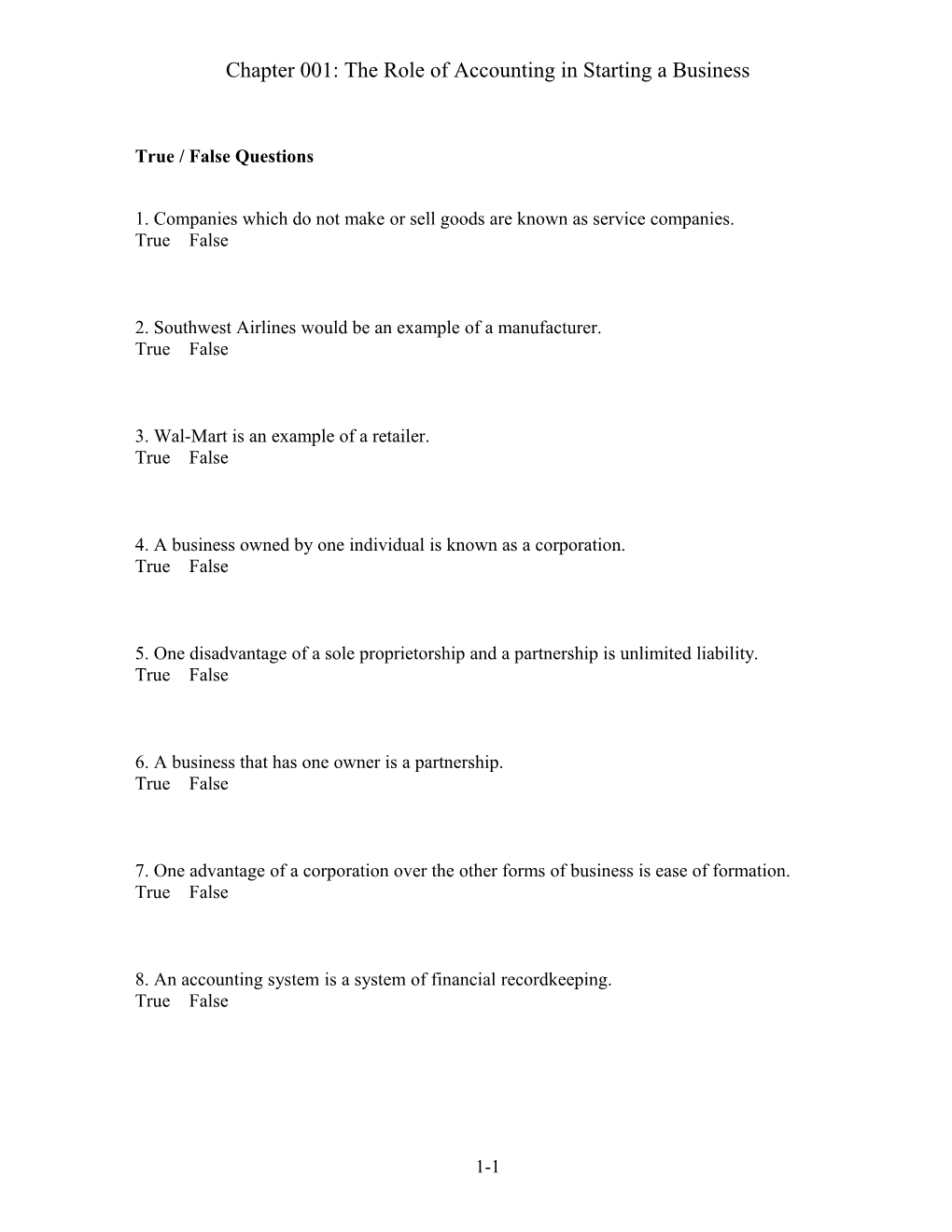 Chapter 001: the Role of Accounting in Starting a Business