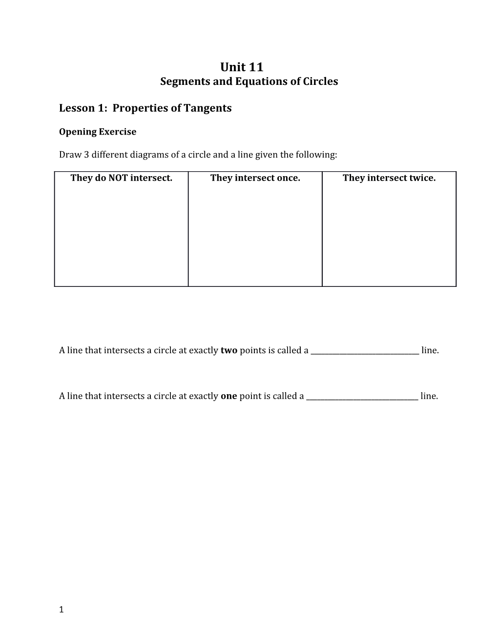 Segments and Equations of Circles