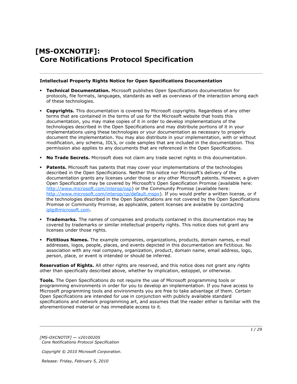 Intellectual Property Rights Notice for Open Specifications Documentation s59