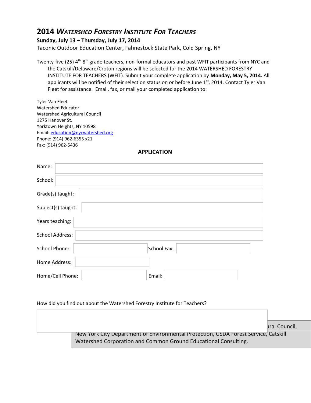 2002 2003 GREEN CONNECTIONS Application Form