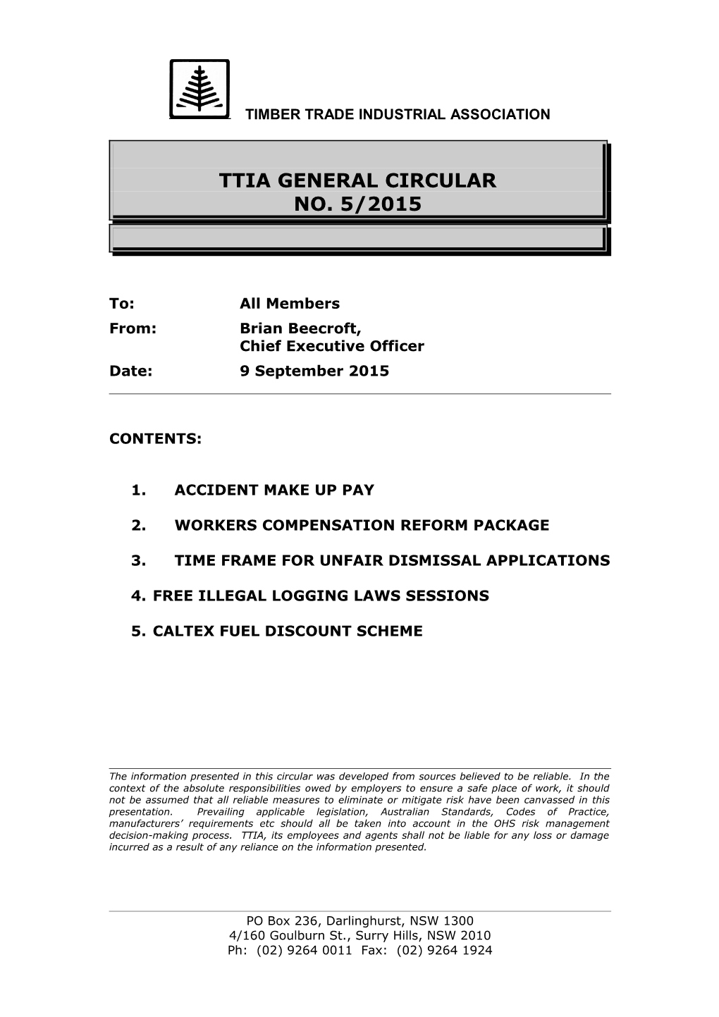 Ttia General Circular