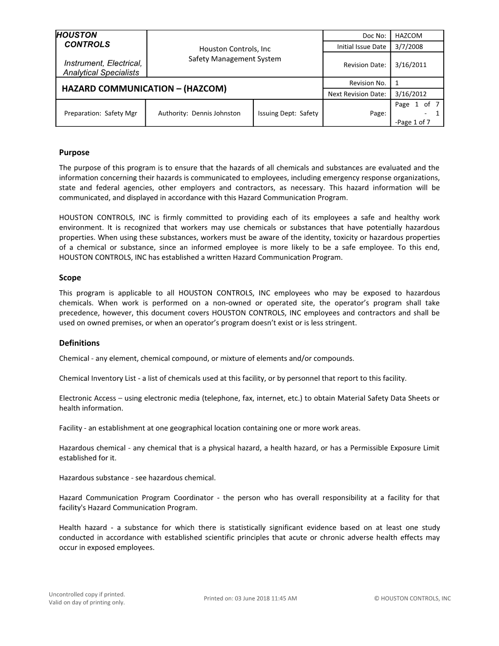 Chemical - Any Element, Chemical Compound, Or Mixture of Elements And/Or Compounds