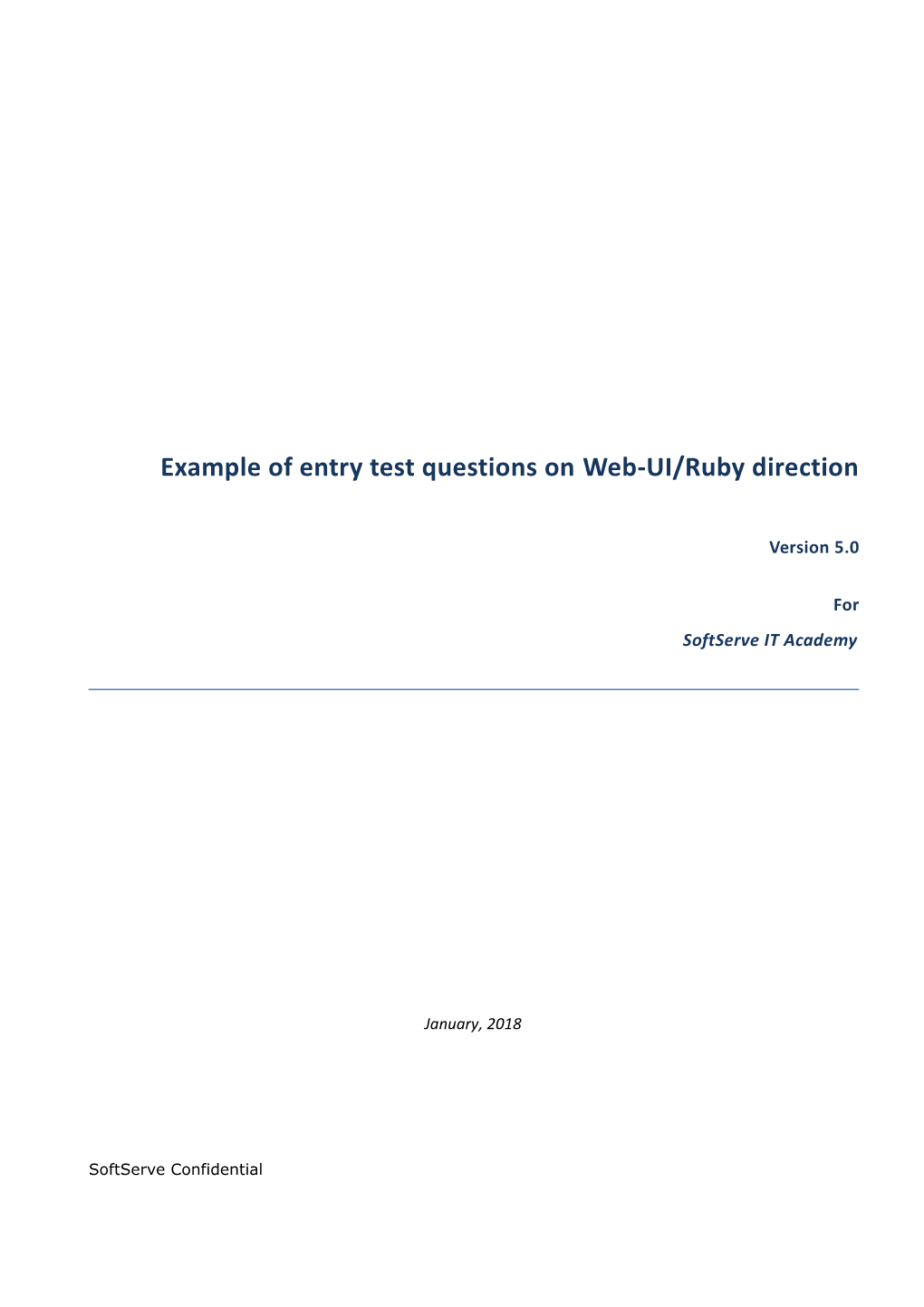 Example of Entry Test Questions Onweb-UI/Ruby Direction