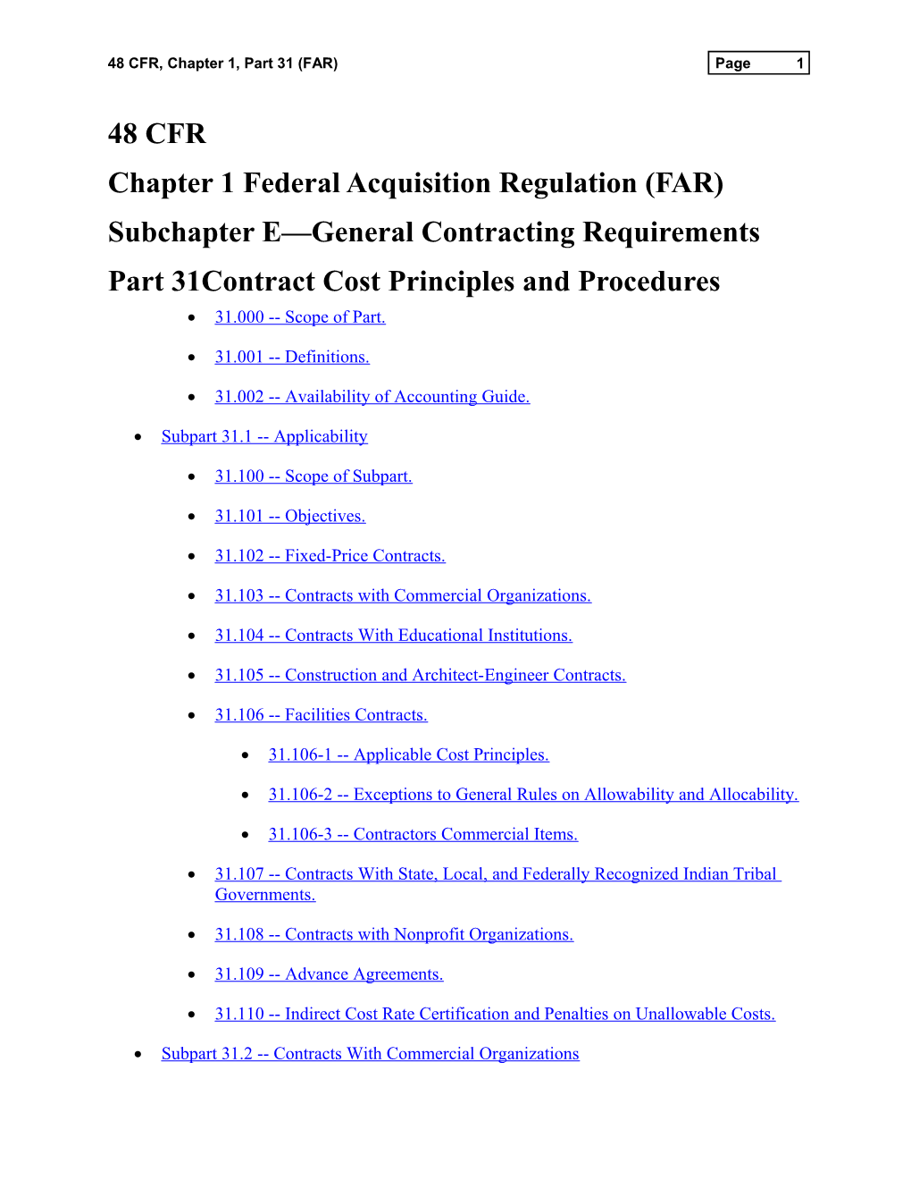 Chapter 1 Federal Acquisition Regulation (FAR)