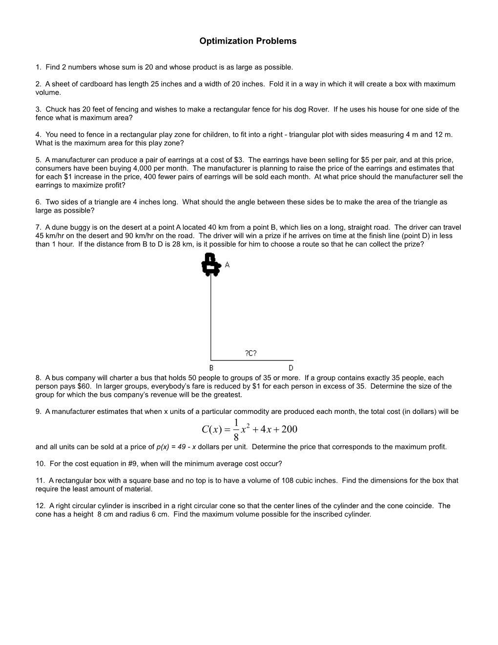 Optimization Problems (Calculus Fun)