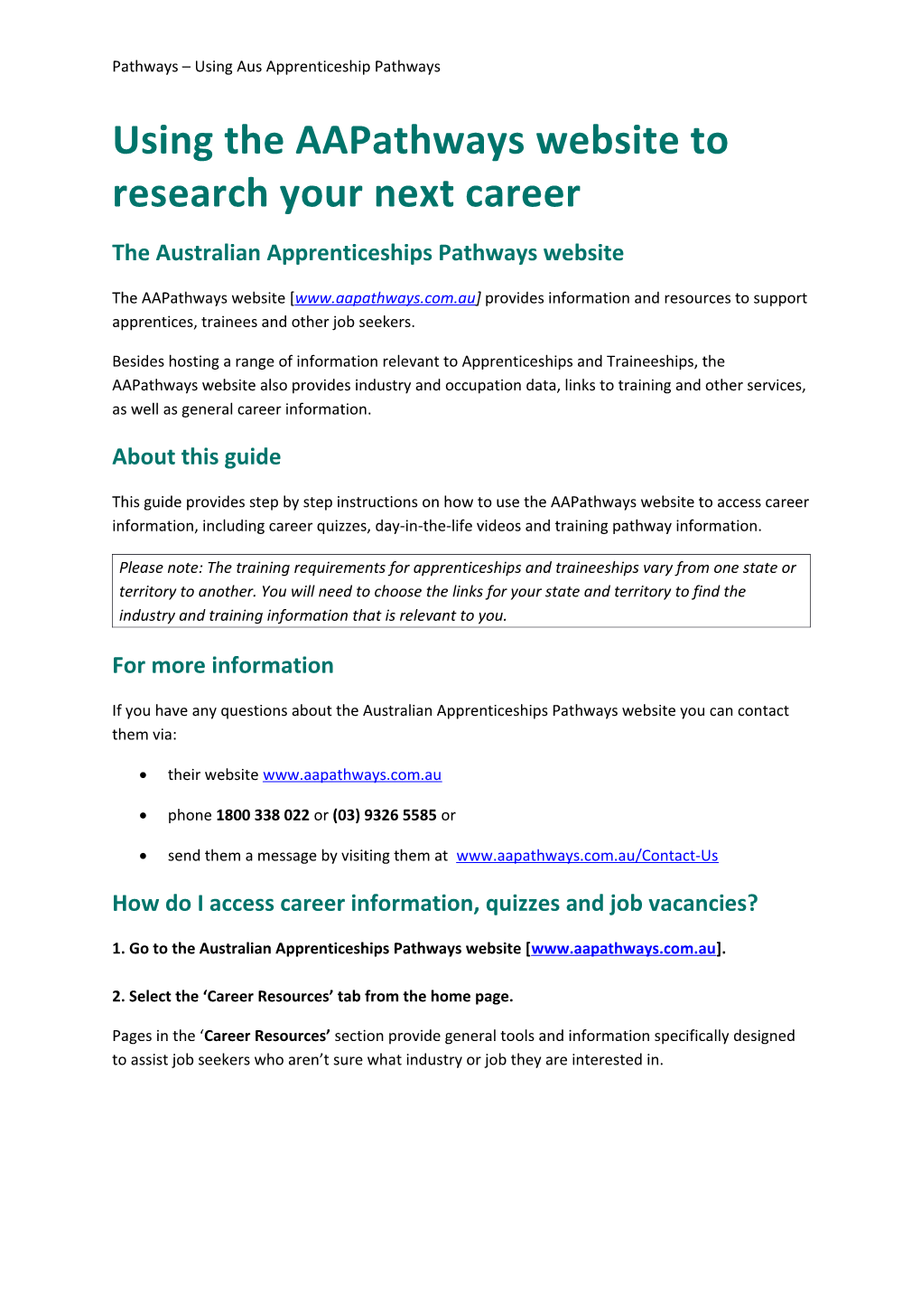 Pathways Using Aus Apprenticeship Pathways