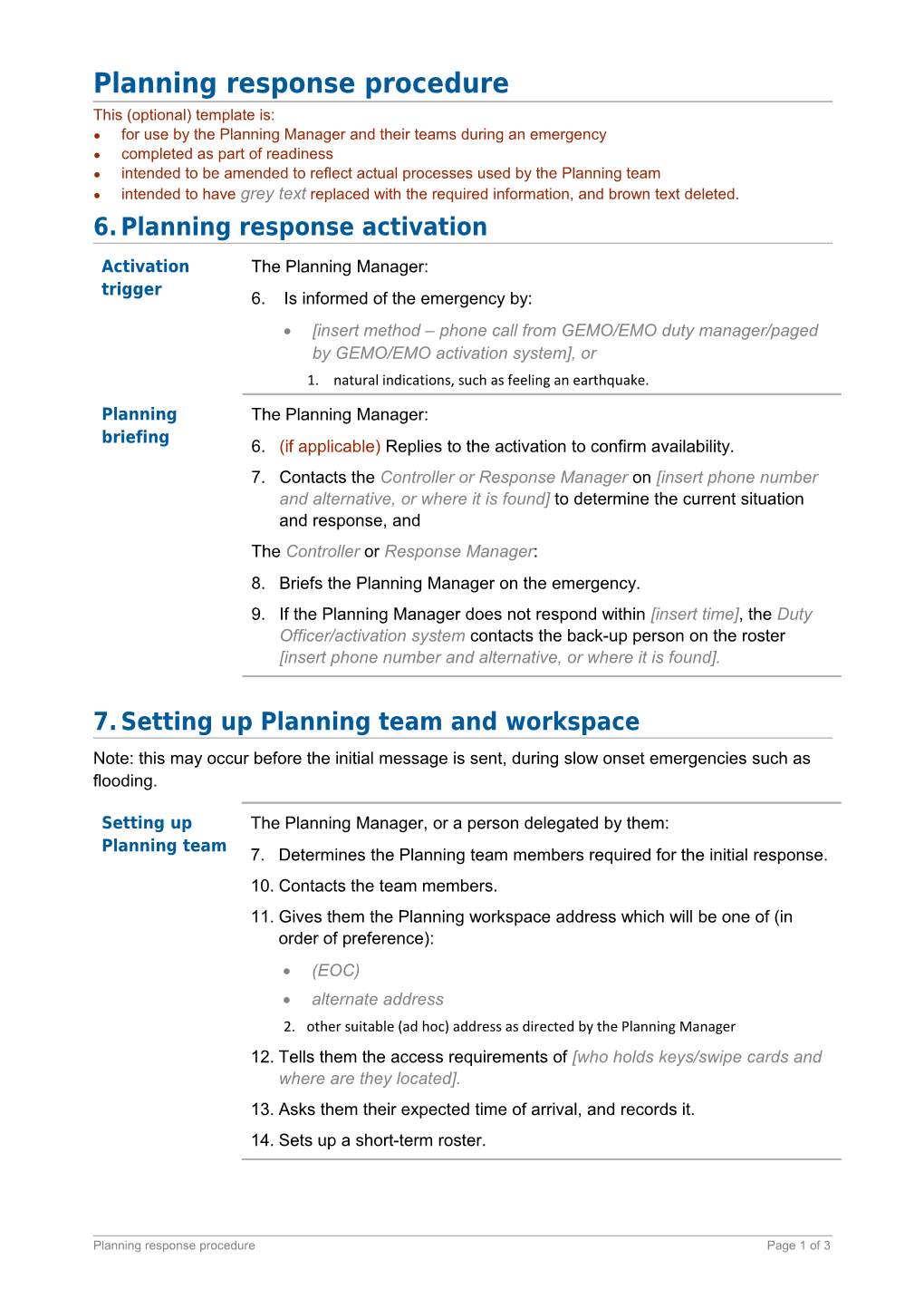 Response Planning in CDEM - Planning Response Procedure - Ministry of Civil Defence & Emergency