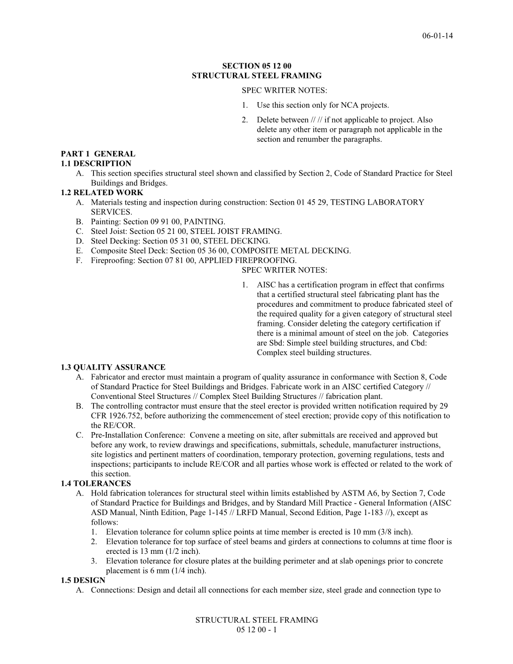 Section 05 12 00 Structural Steel Framing