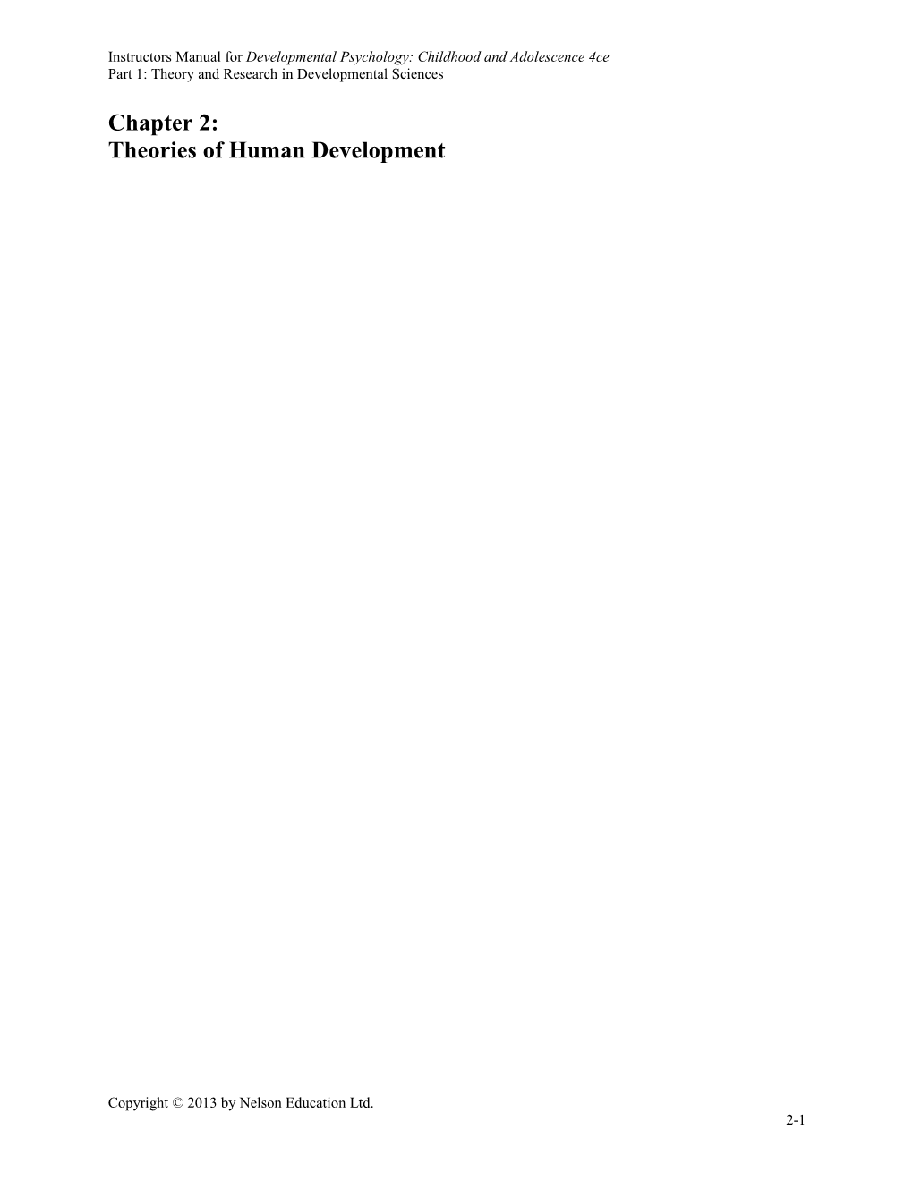 Chapter 2: Theories of Human Development