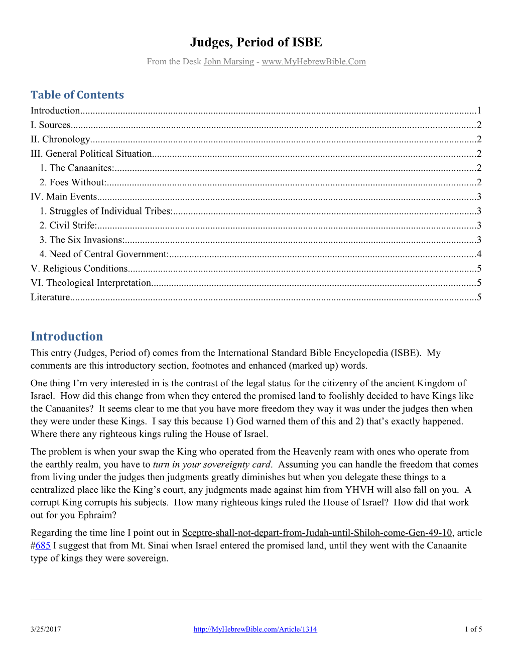 Judges, Period of ISBE