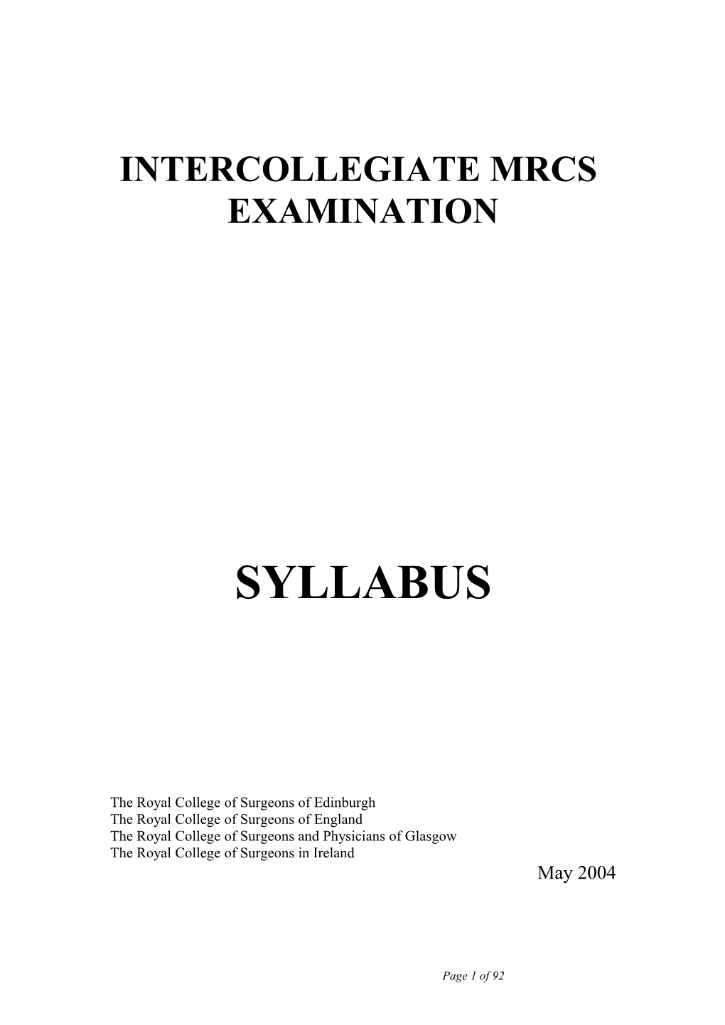 Intercollegiate Mrcs