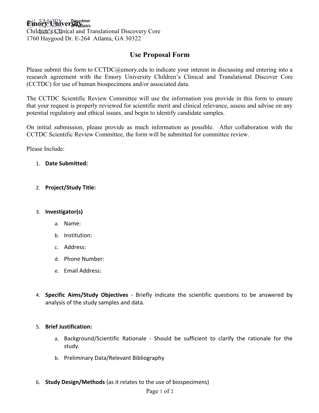 CCTR Core SOP Processing Urine Samples