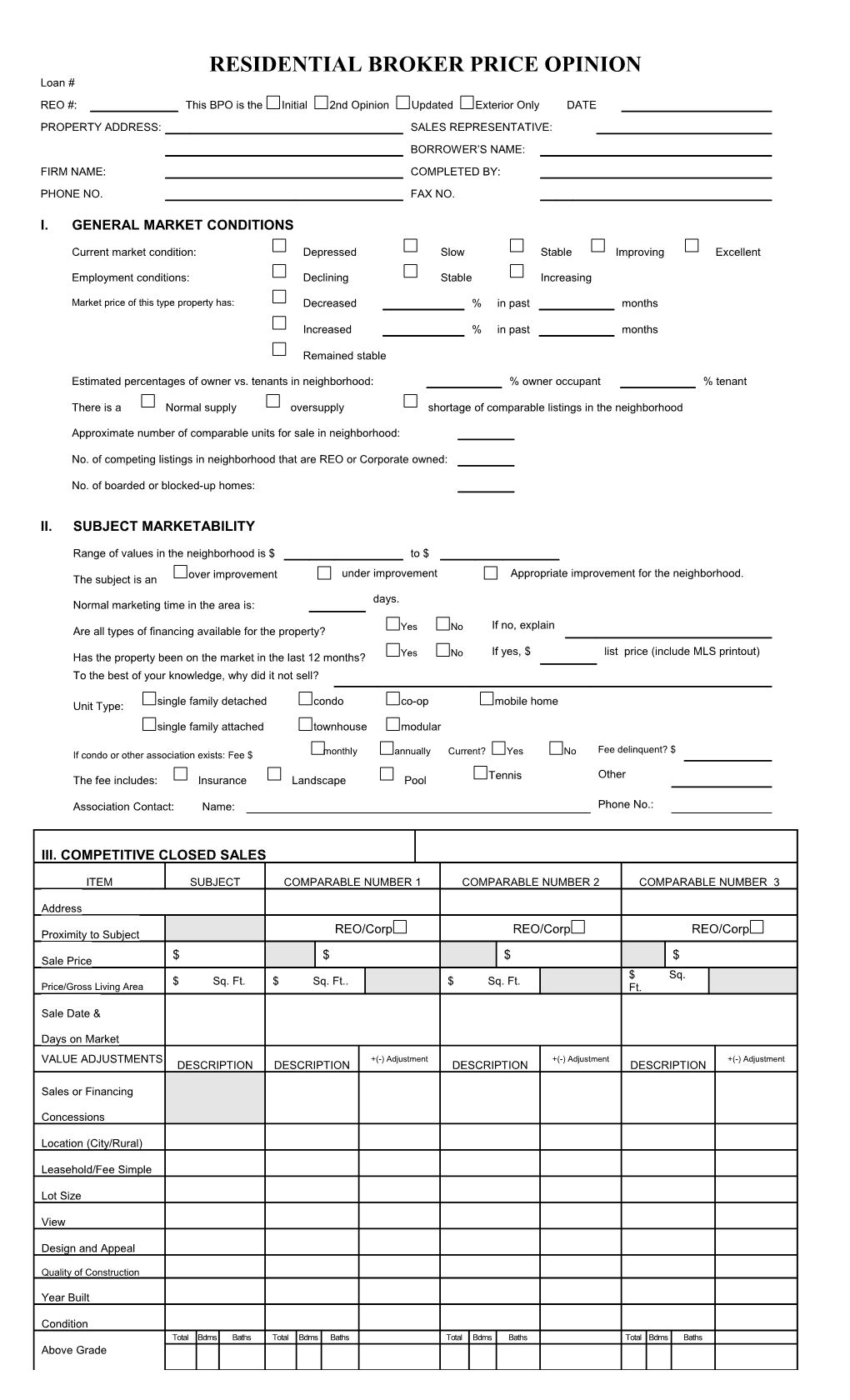 Fannie Mae BPO Form 3/99