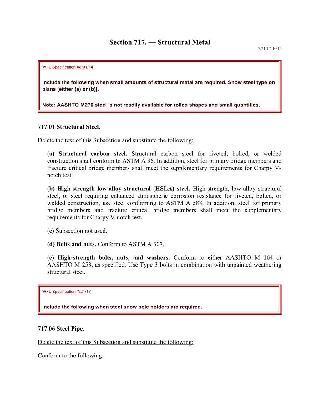 Section 717. Structural Metal