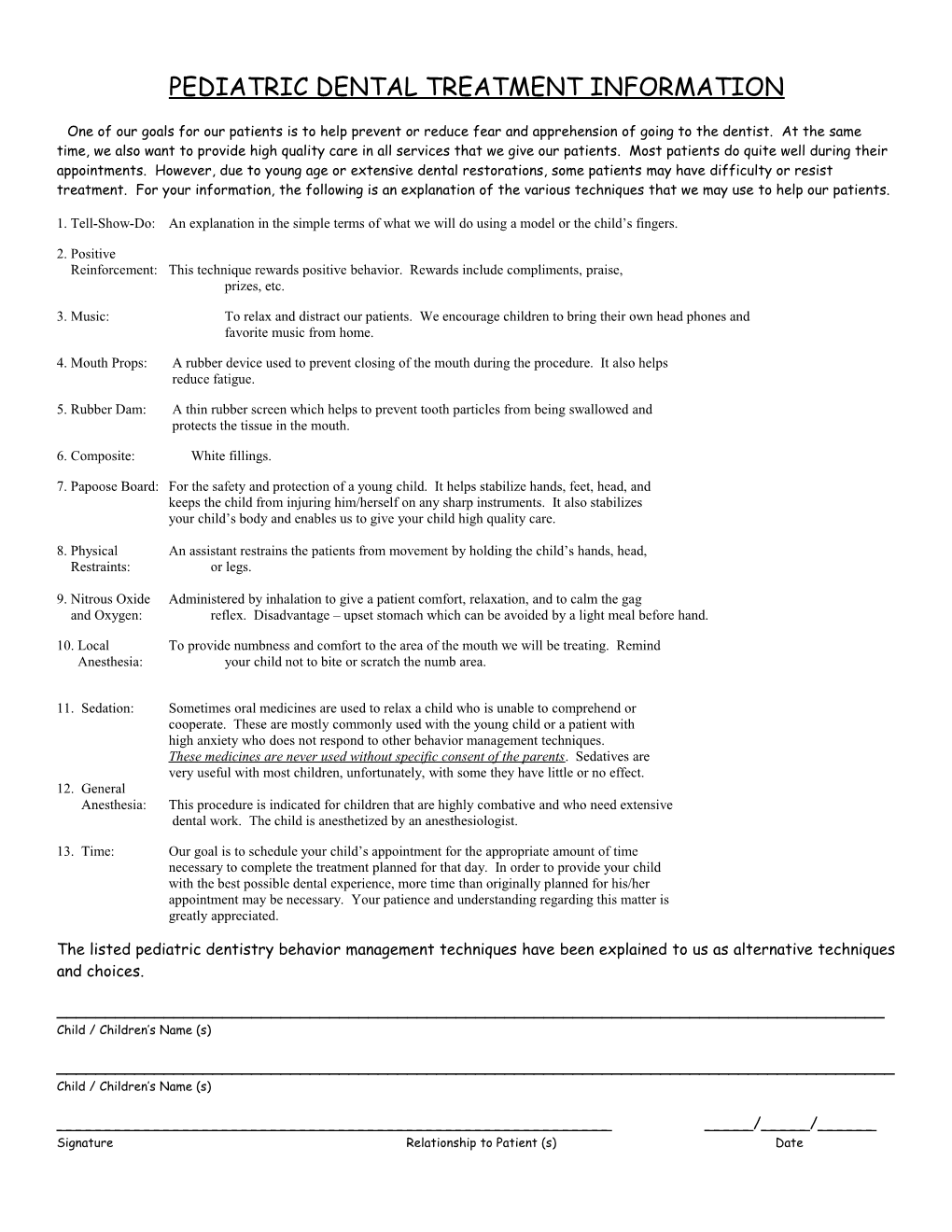 Pediatric Dental Traetment Information