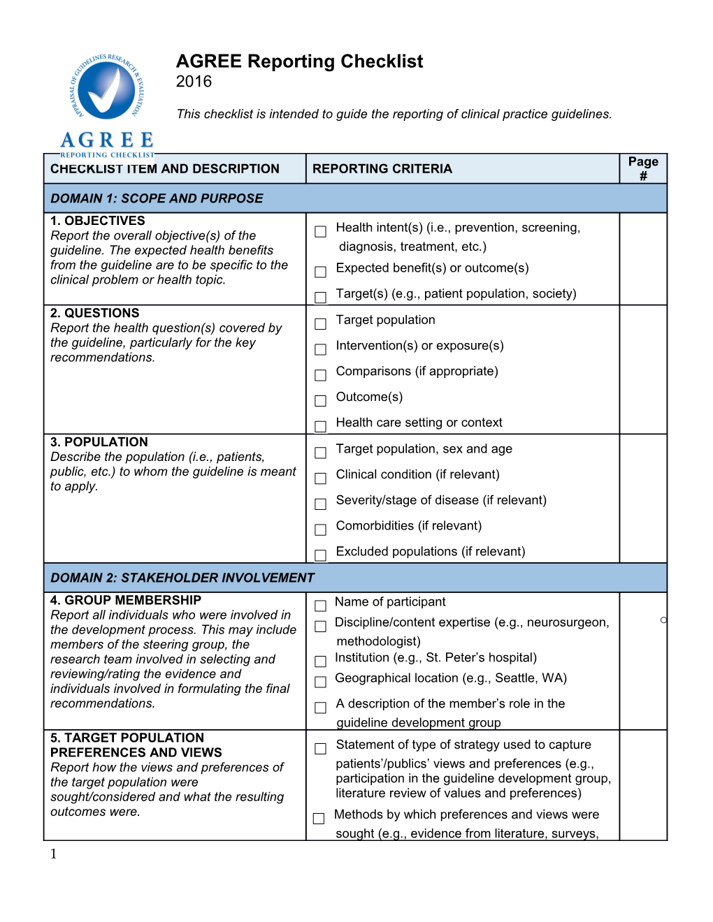 This Checklist Is Intended to Guide the Reporting of Clinical Practice Guidelines