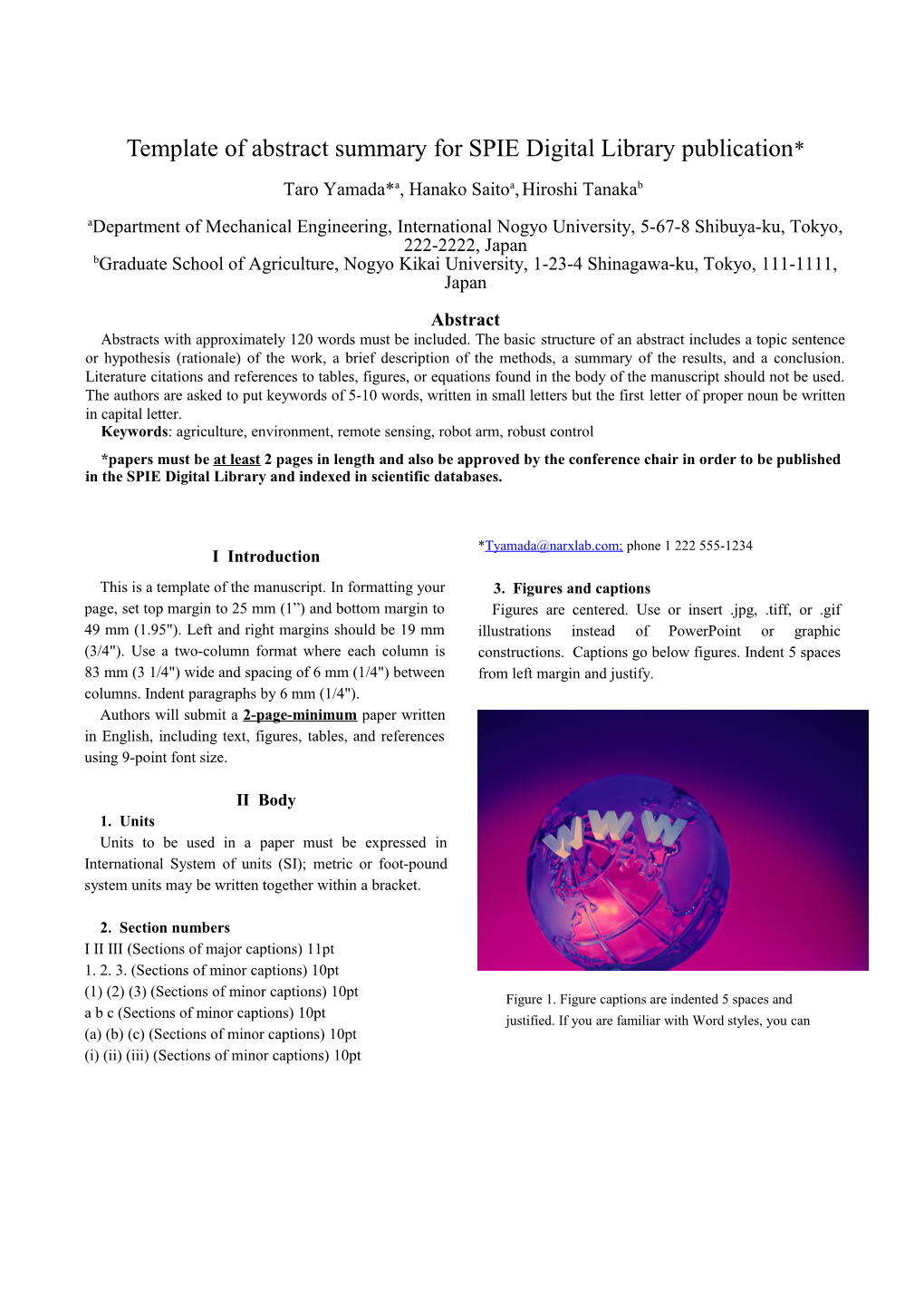 Abstract-Papers up to 4 Pages Should Be Submitted Using This Format s1