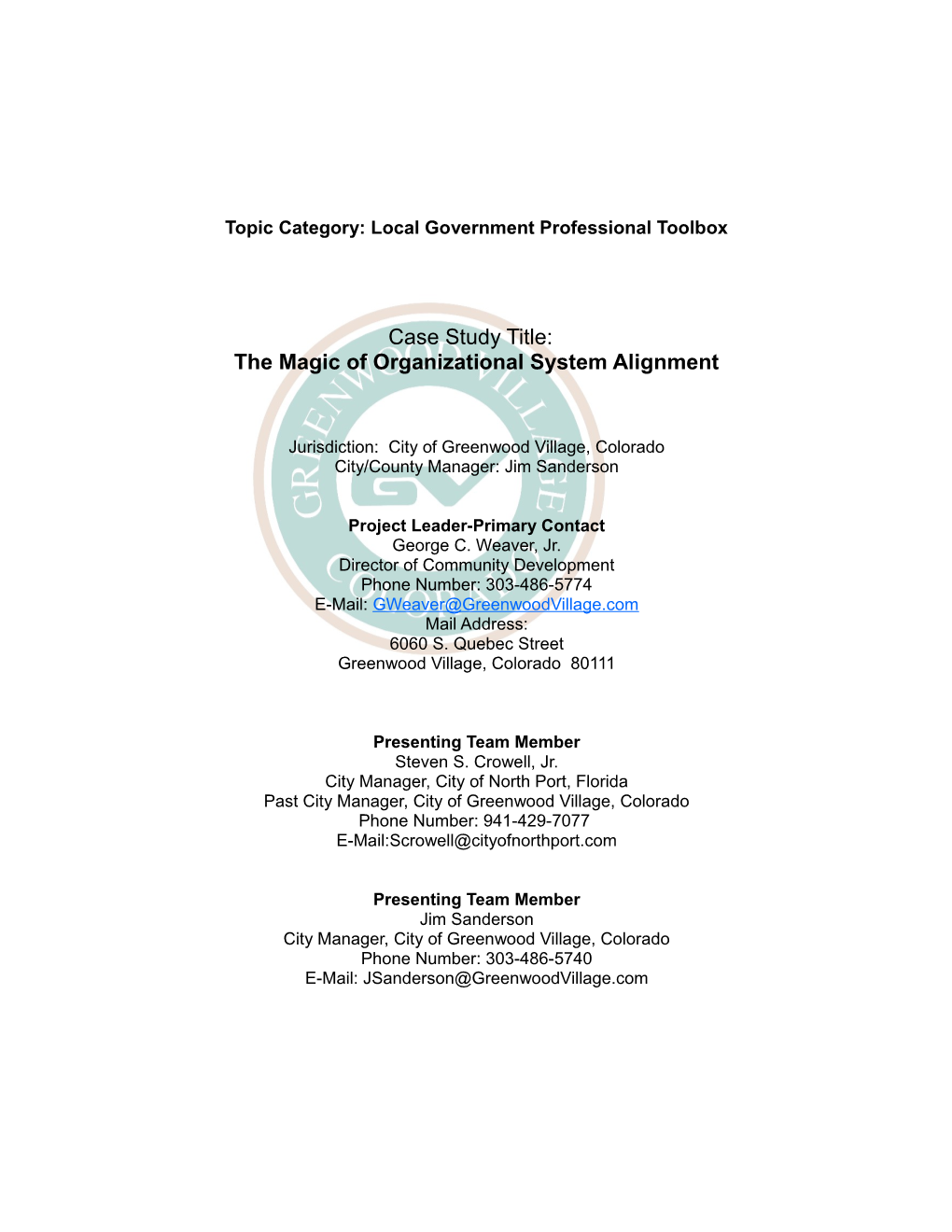 Topic Category: Local Government Professional Toolbox