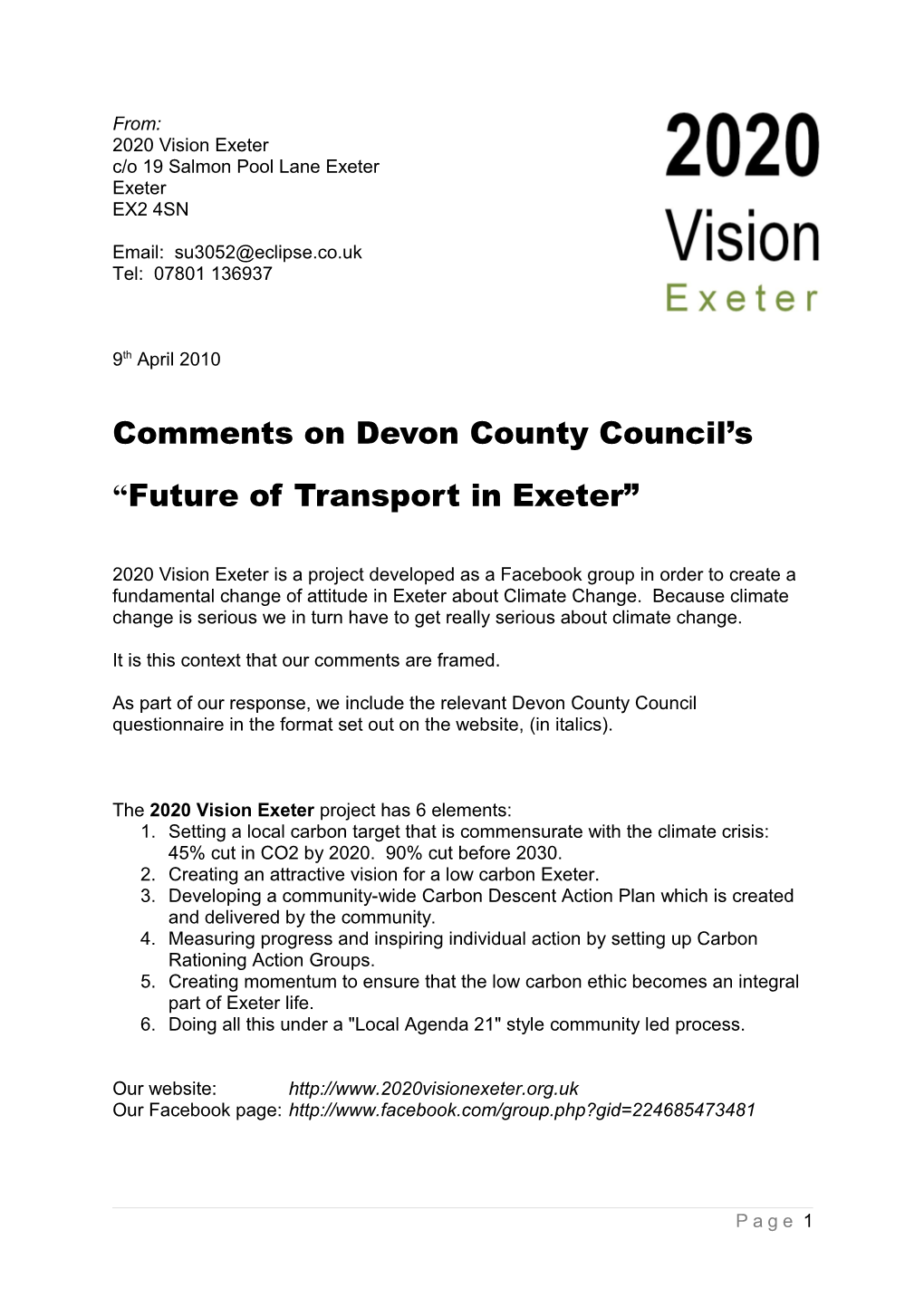 Comments on Devon County Council S
