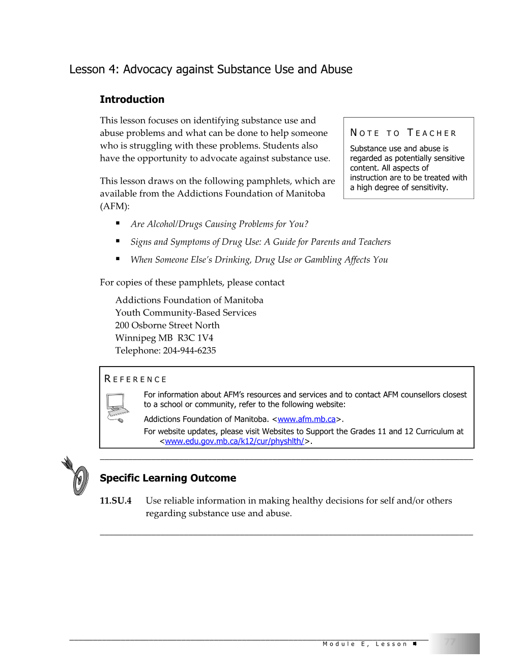 Lesson 4: Advocacy Against Substance Use and Abuse