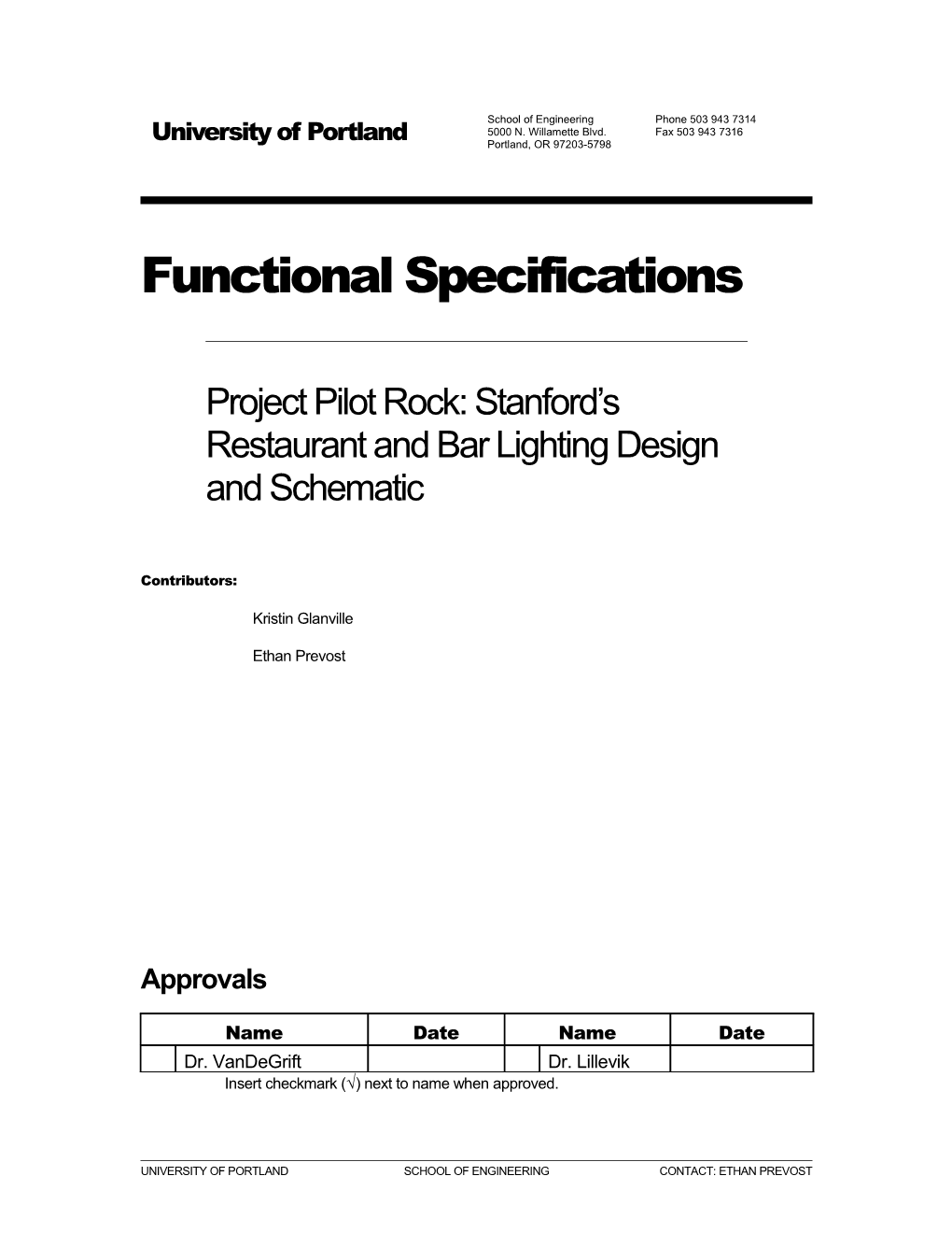 Functional Specifications
