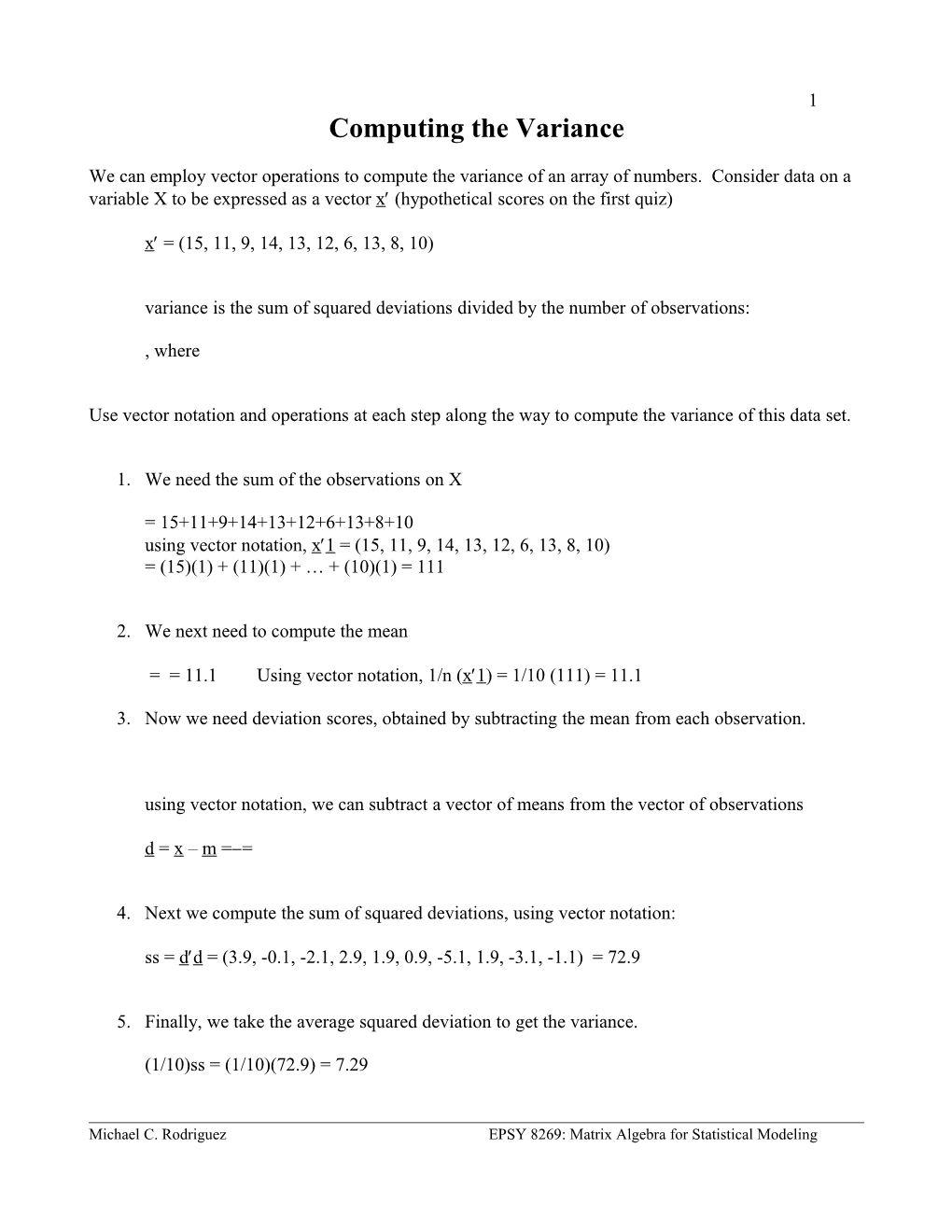 Computing the Variance