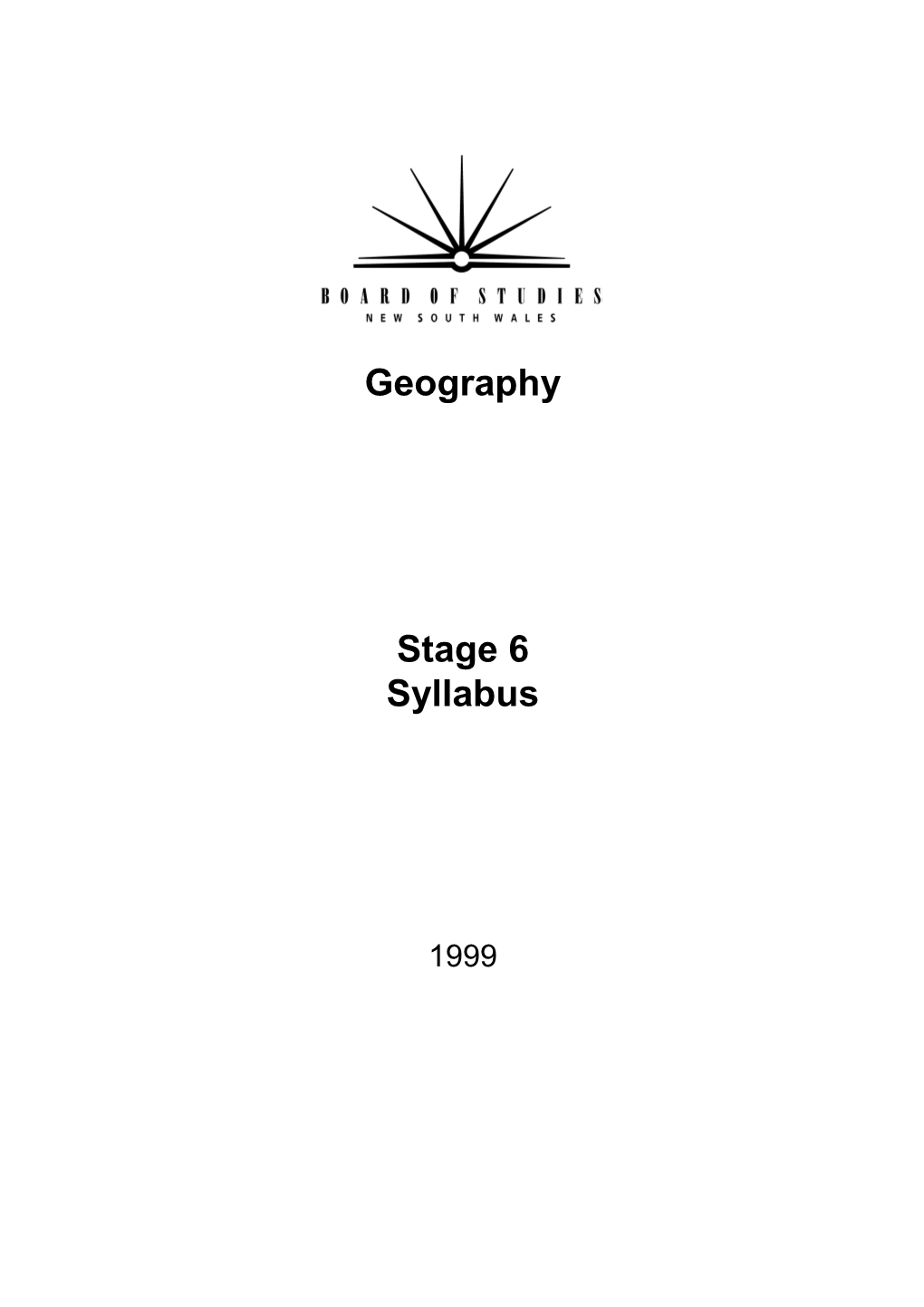 Geography Stage 6 Syllabus