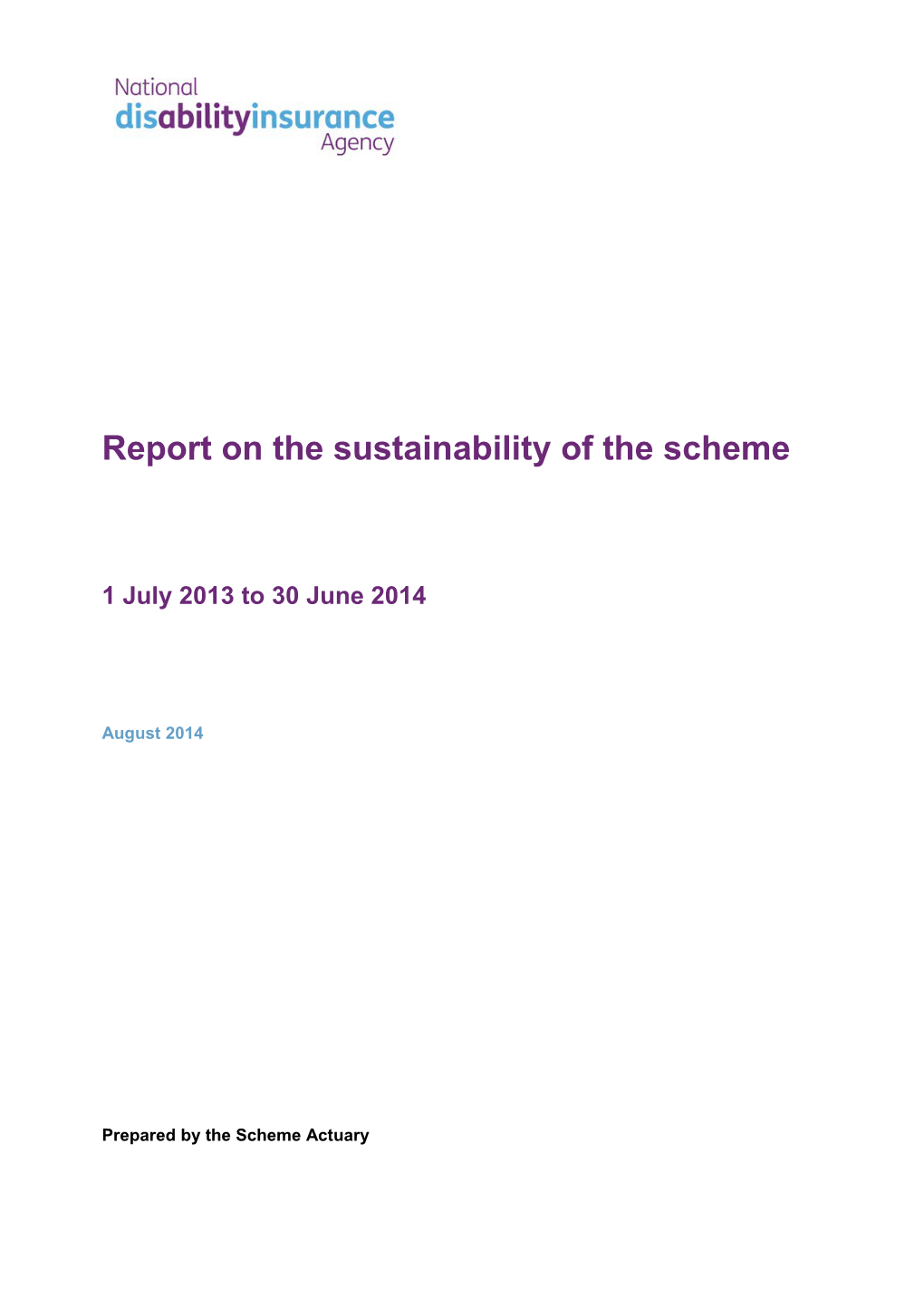 Cover Image of Report on the Sustainability of the NDIS for Q4 of Y1