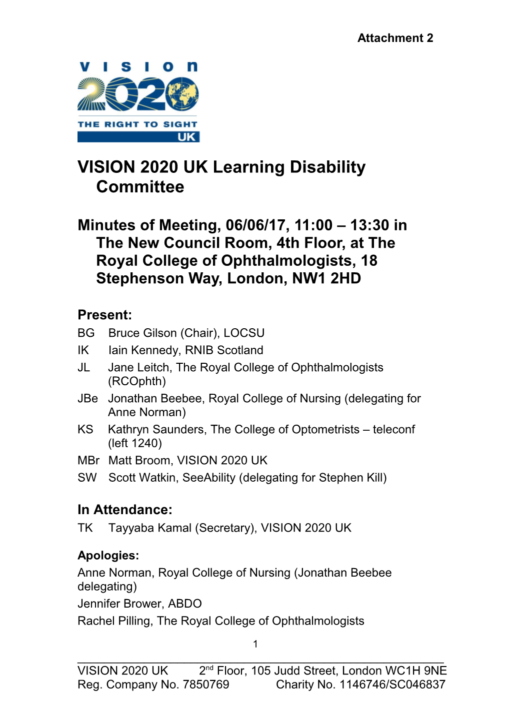 VISION 2020 UK Learning Disability Committee