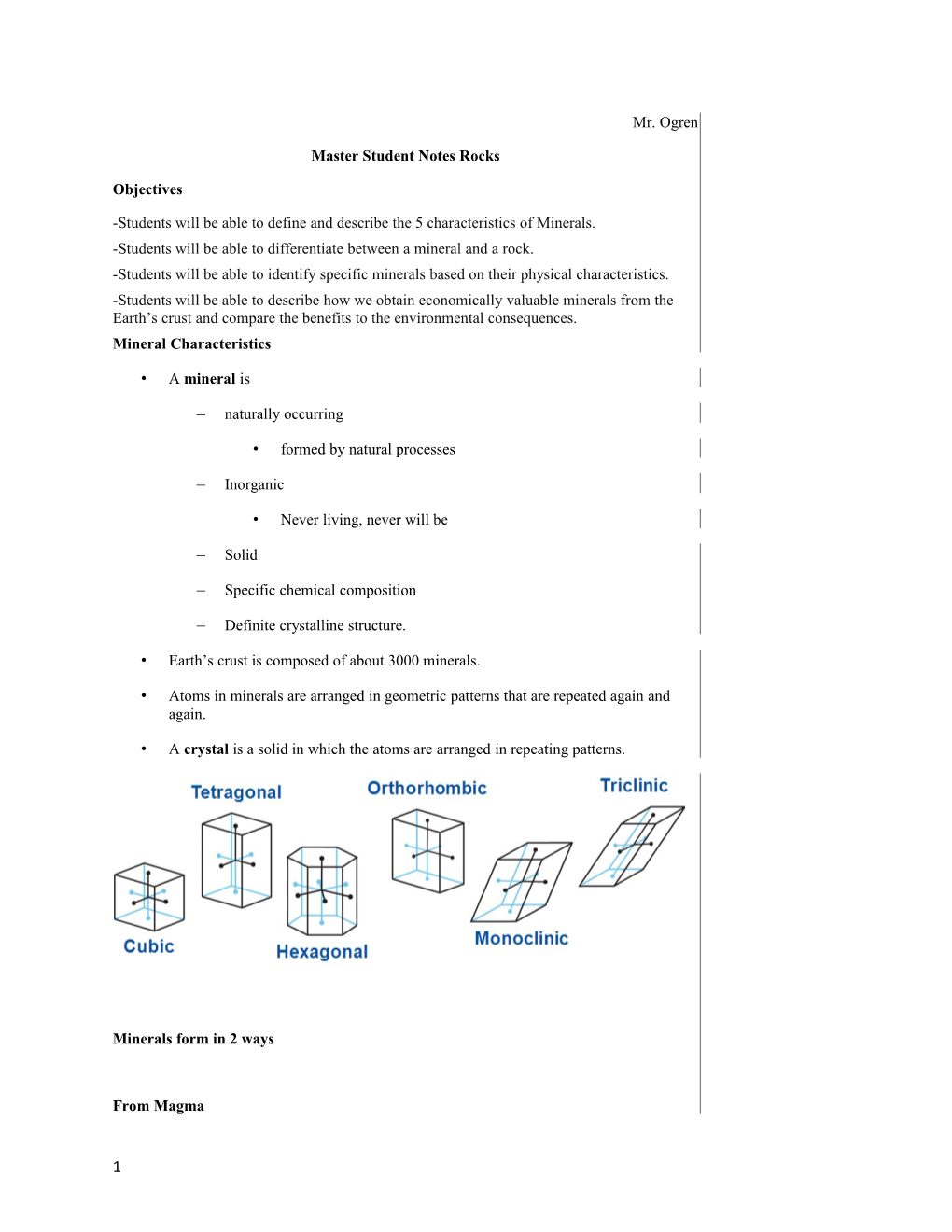 Master Student Notes Rocks