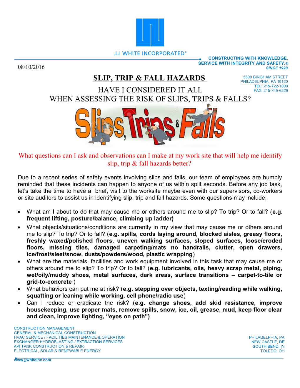 Slip, Trip & Fall Hazards