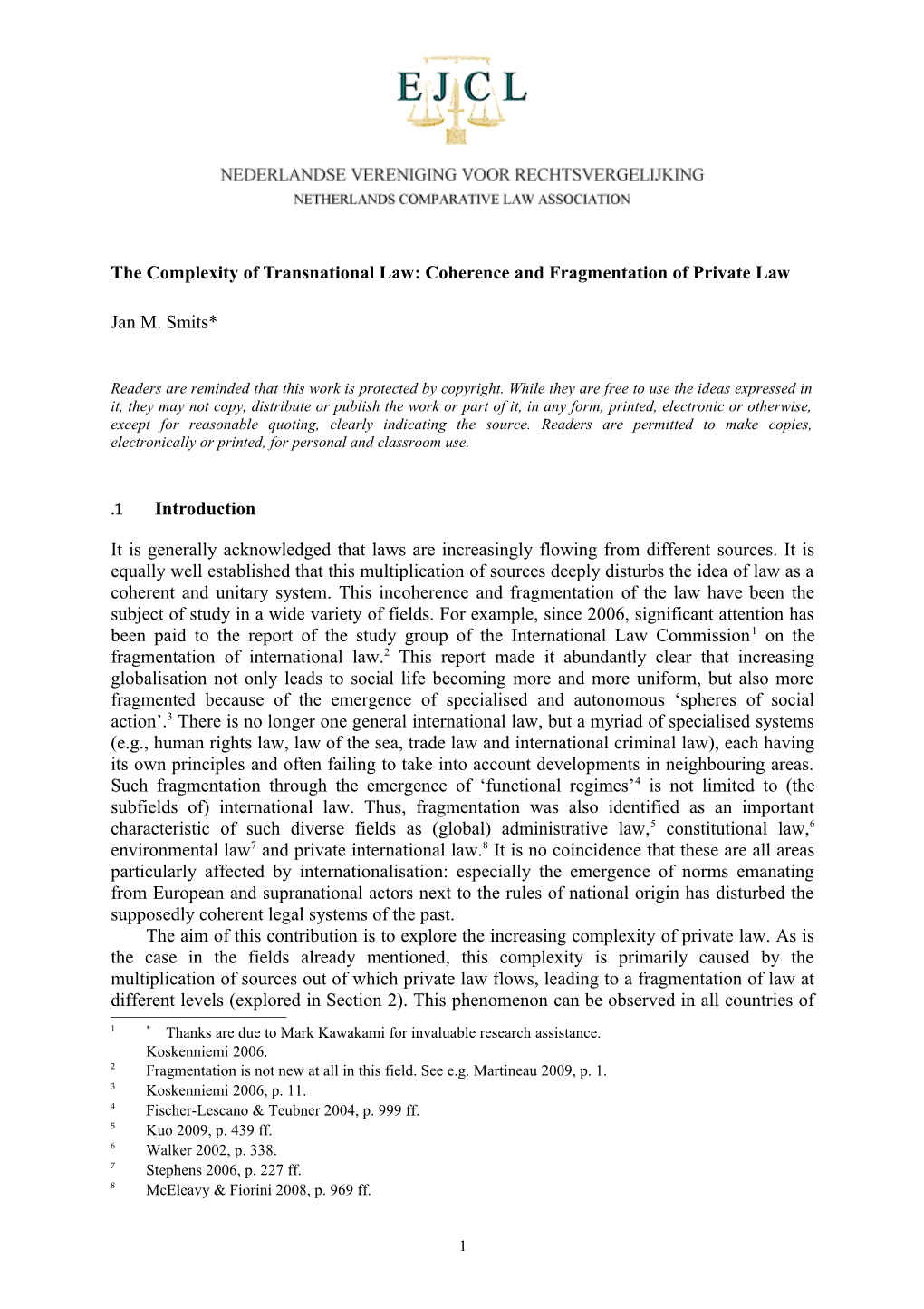 The Complexity of Transnational Law: Coherence and Fragmentation of Private Law