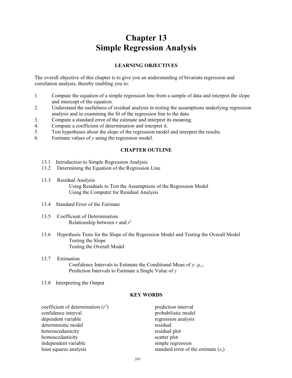 Chapter 13: Simple Regression Analysis 247