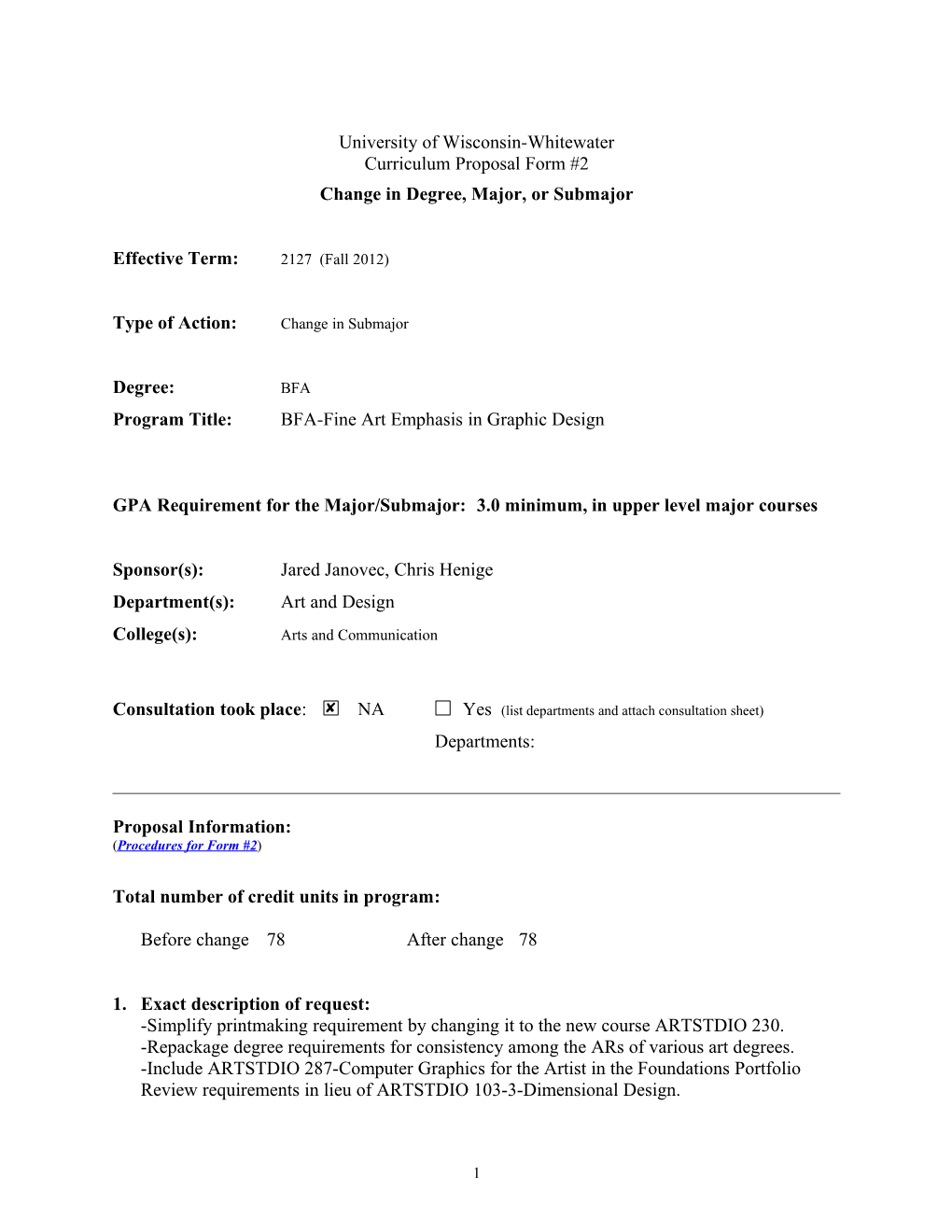 Change in Degree, Major, Or Submajor s2