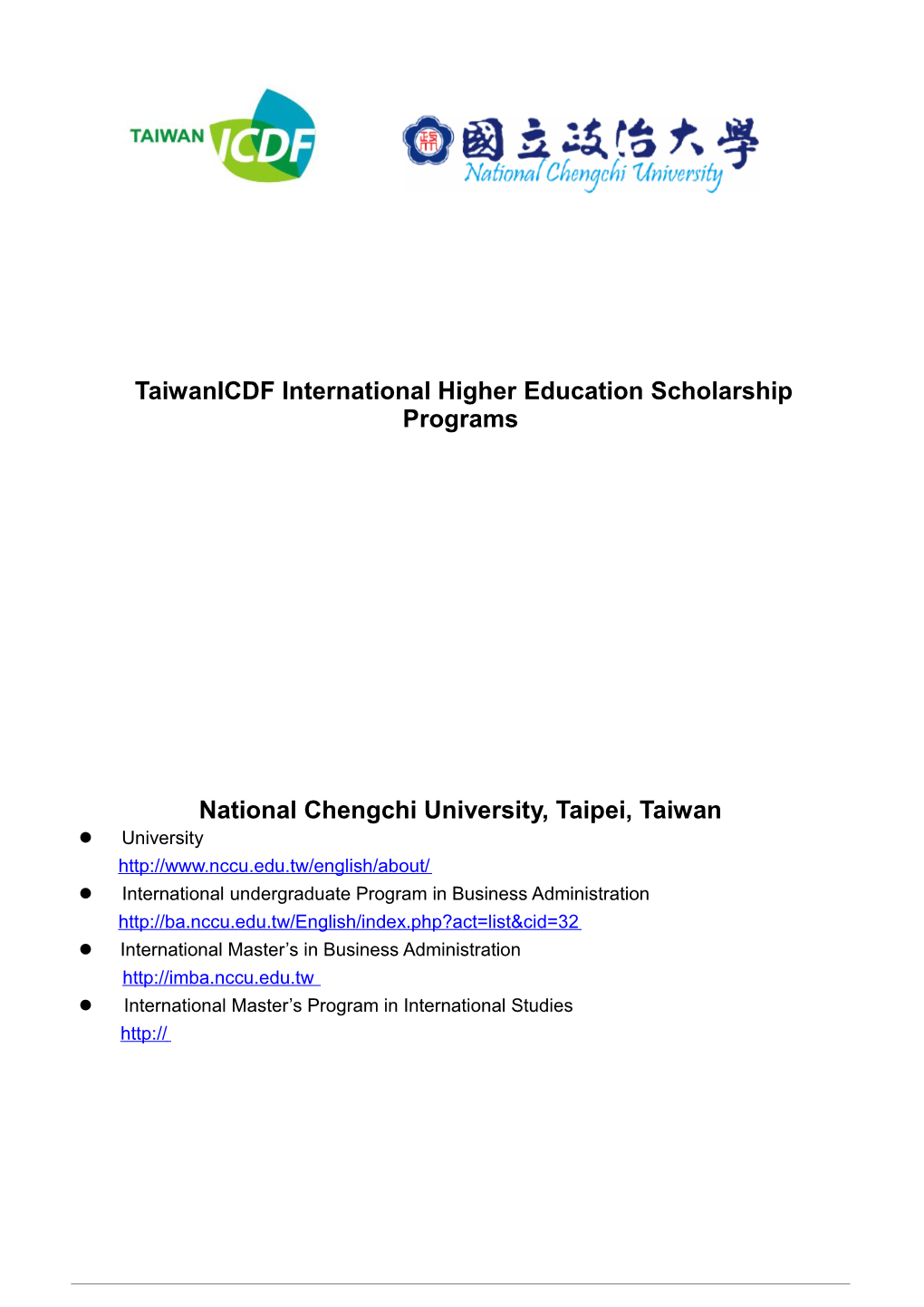 Taiwanicdf International Higher Education Scholarship Programs s1
