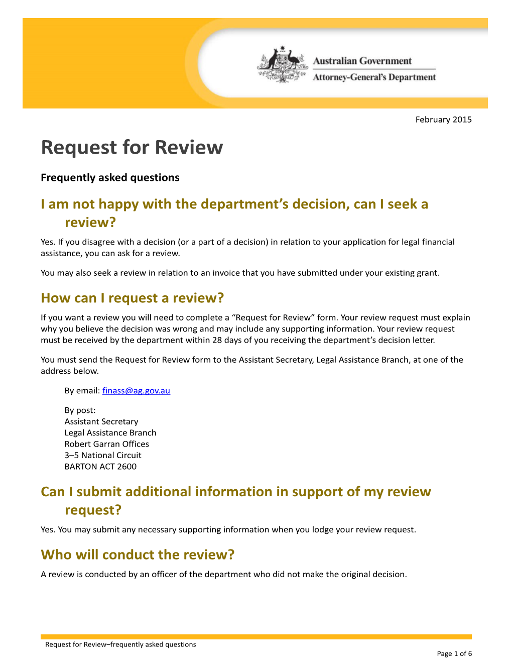 Review Factsheet and Review Request Form