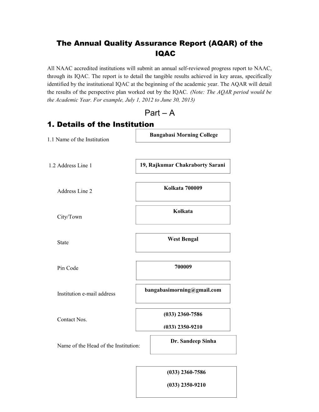 The Annual Quality Assurance Report (AQAR) of the IQAC s1