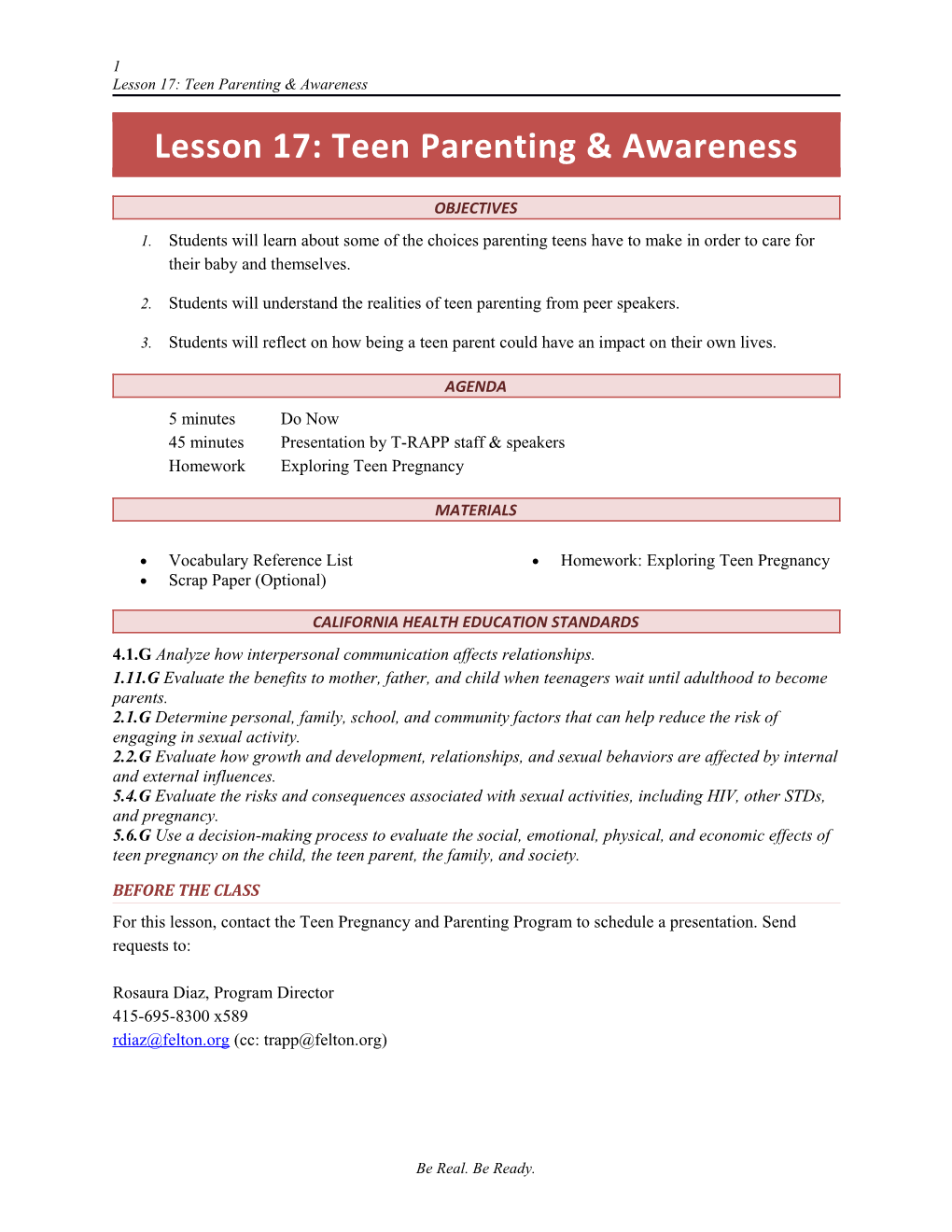 Lesson 17: Teen Parenting & Awareness