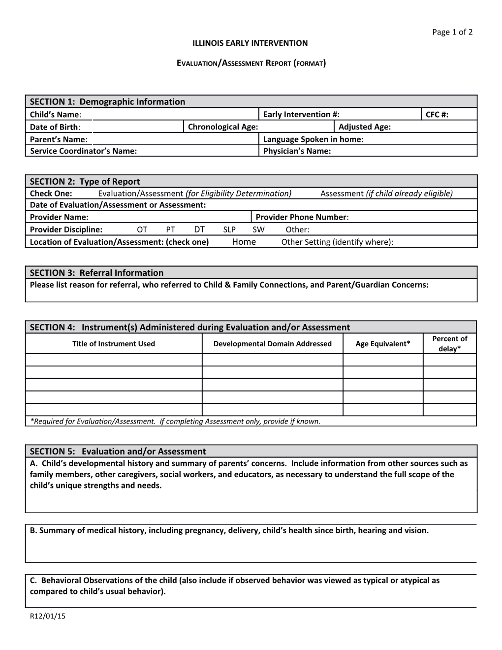 Evaluation/Assessment Report (Format)