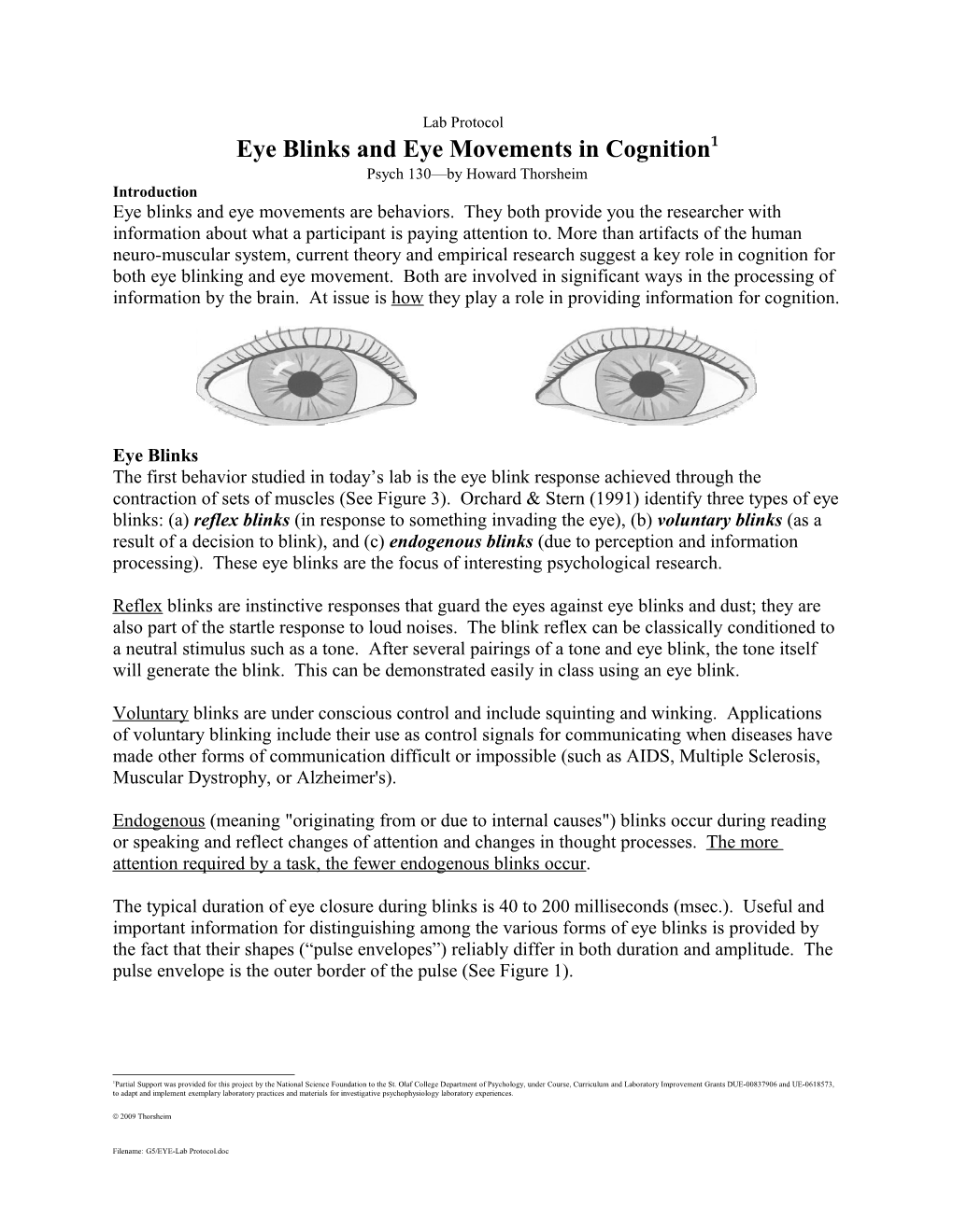 Eyeblinks and Eye Movements in Cognition