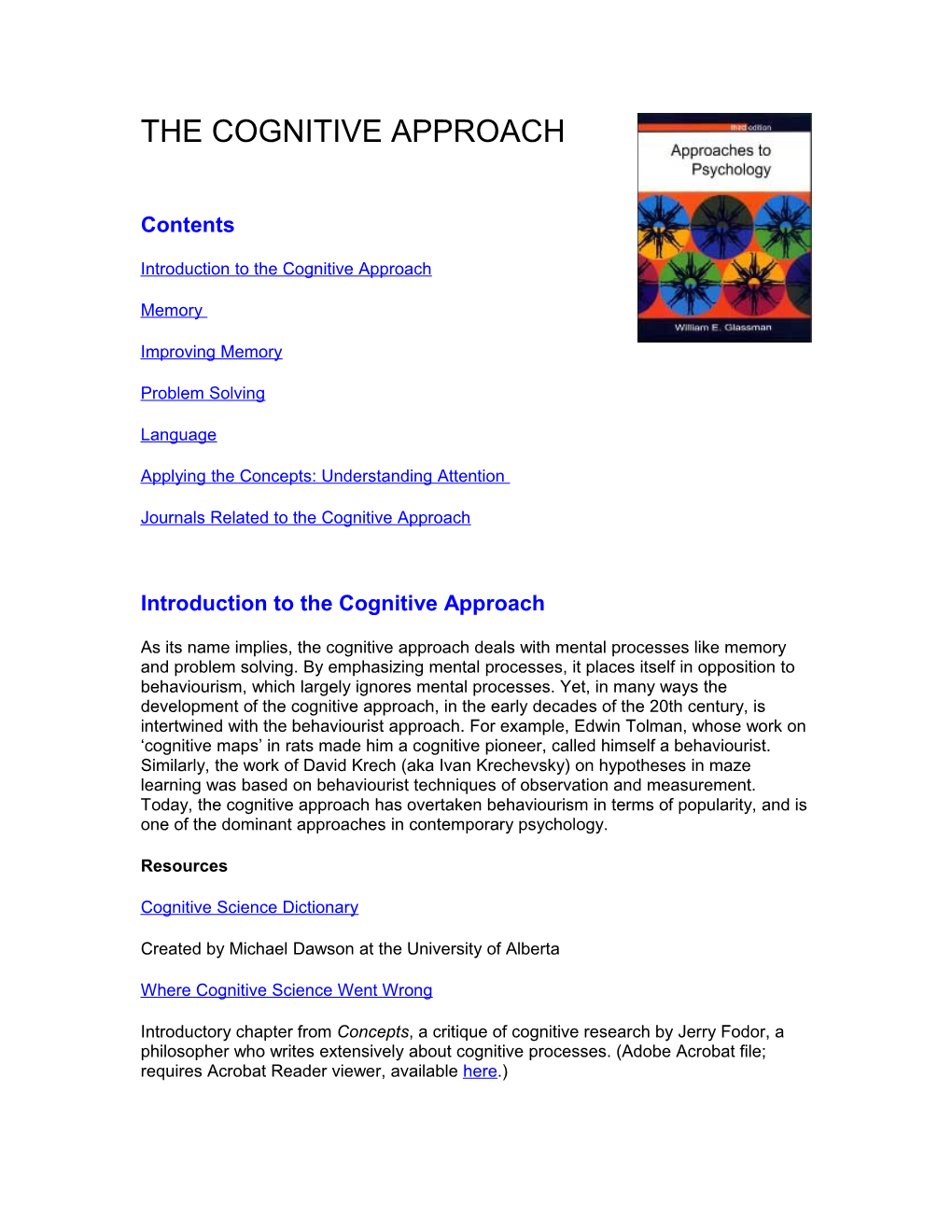 The Cognitive Approach