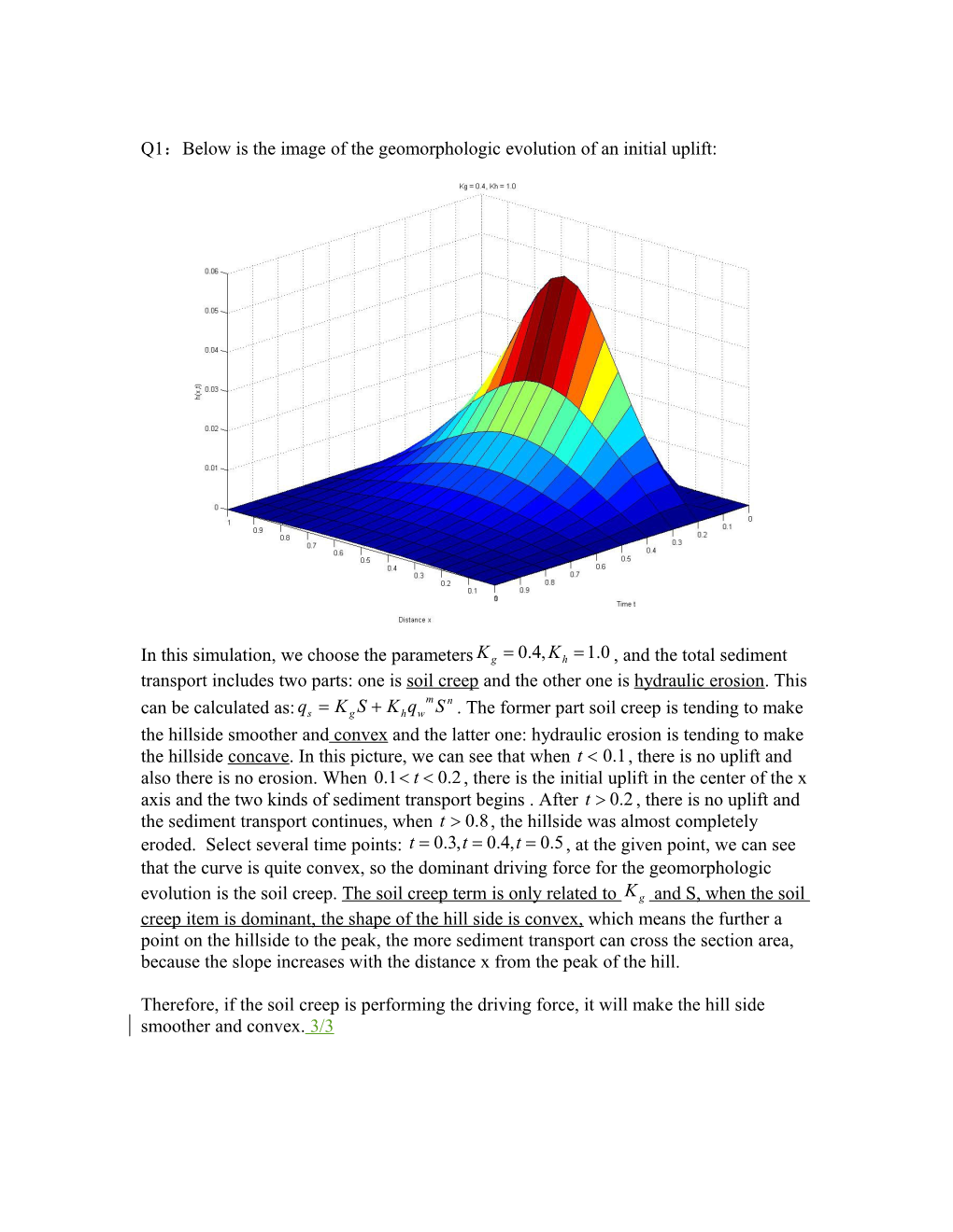 Q1 Below Is the Image of the Geomorphologic Evolution of an Initial Uplift