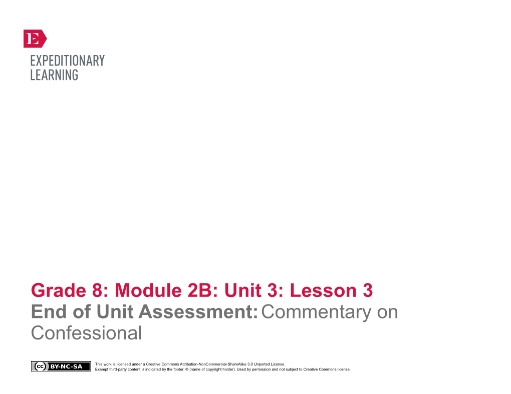 End of Unit 3 Assessment: Commentary on Confessional