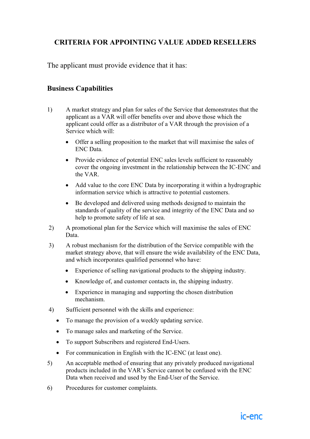 Criteria for Appointing Value Added Resellers