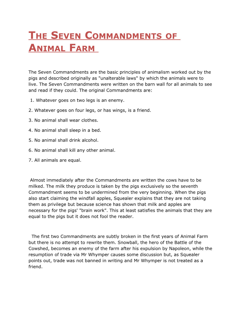 The Seven Commandments of Animal Farm